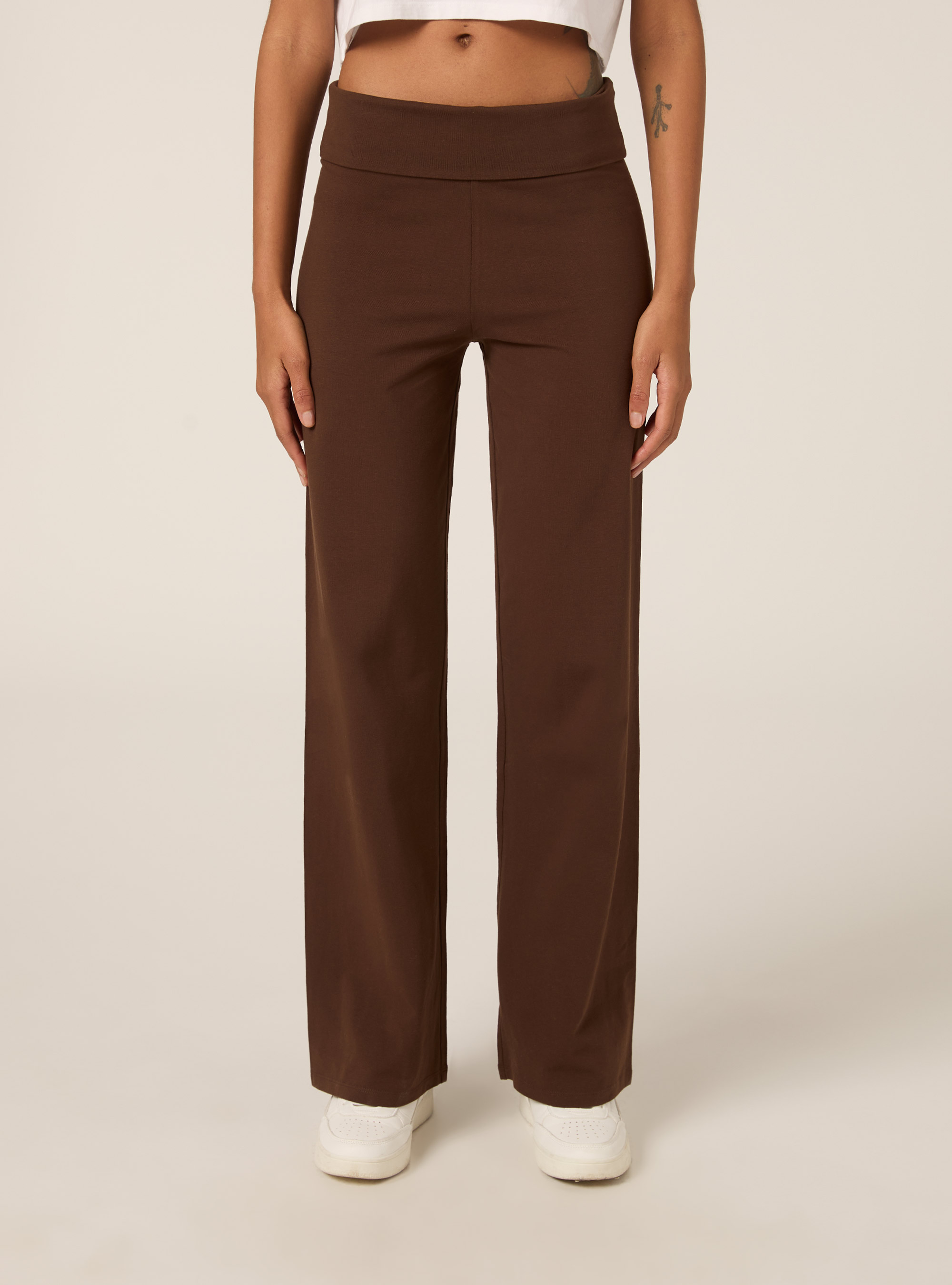 Leggings à revers à la taille, BR2 BROWN MEDIUM