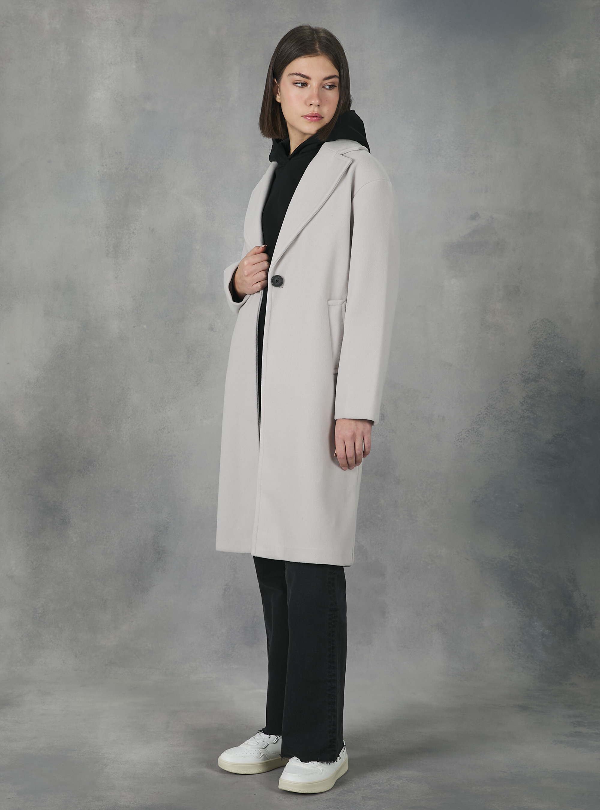 Plain-coloured gauze knit coat, WH1 OFF WHITE