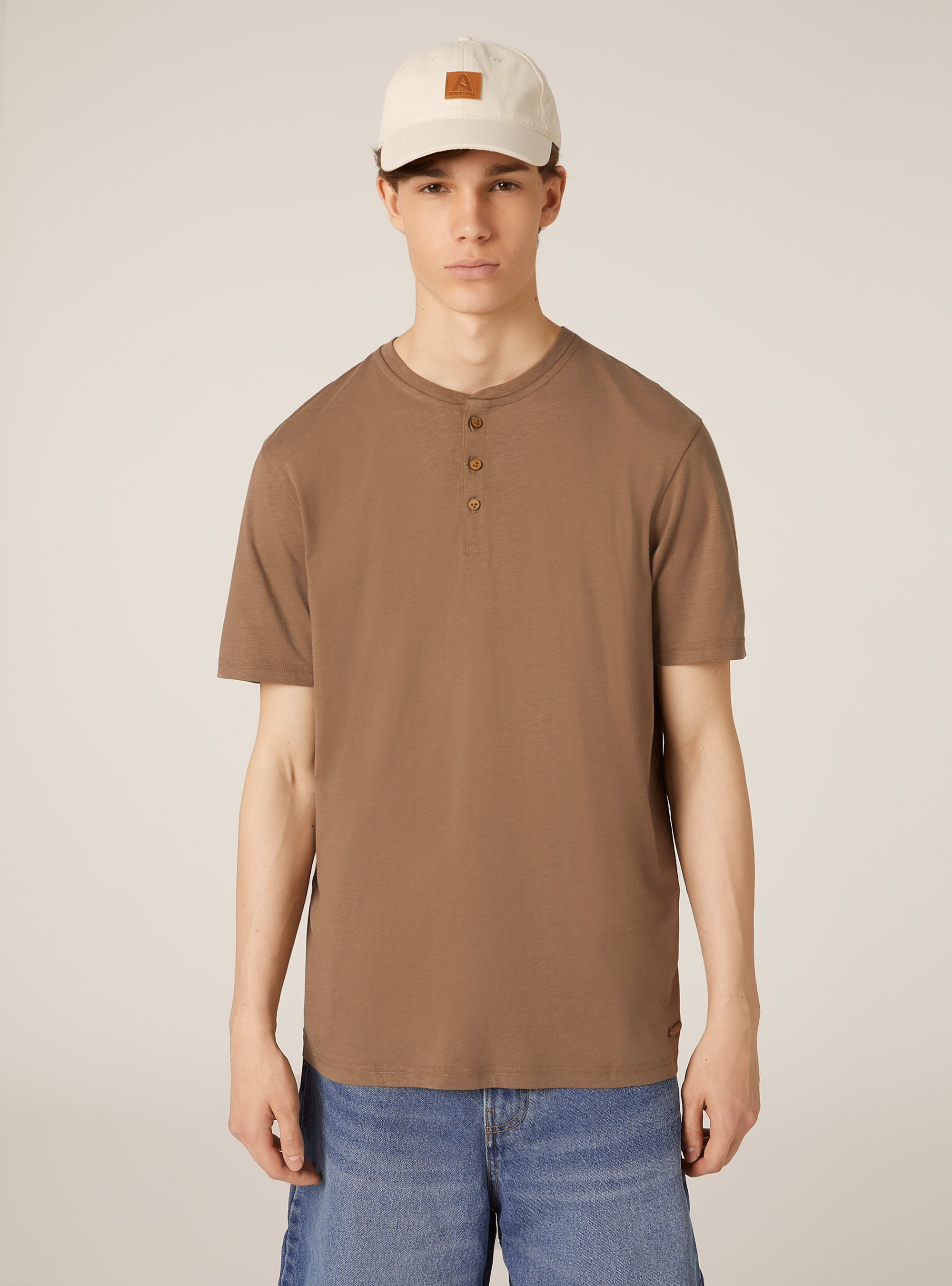 T-shirt en coton serafino, BR2 BROWN MEDIUM
