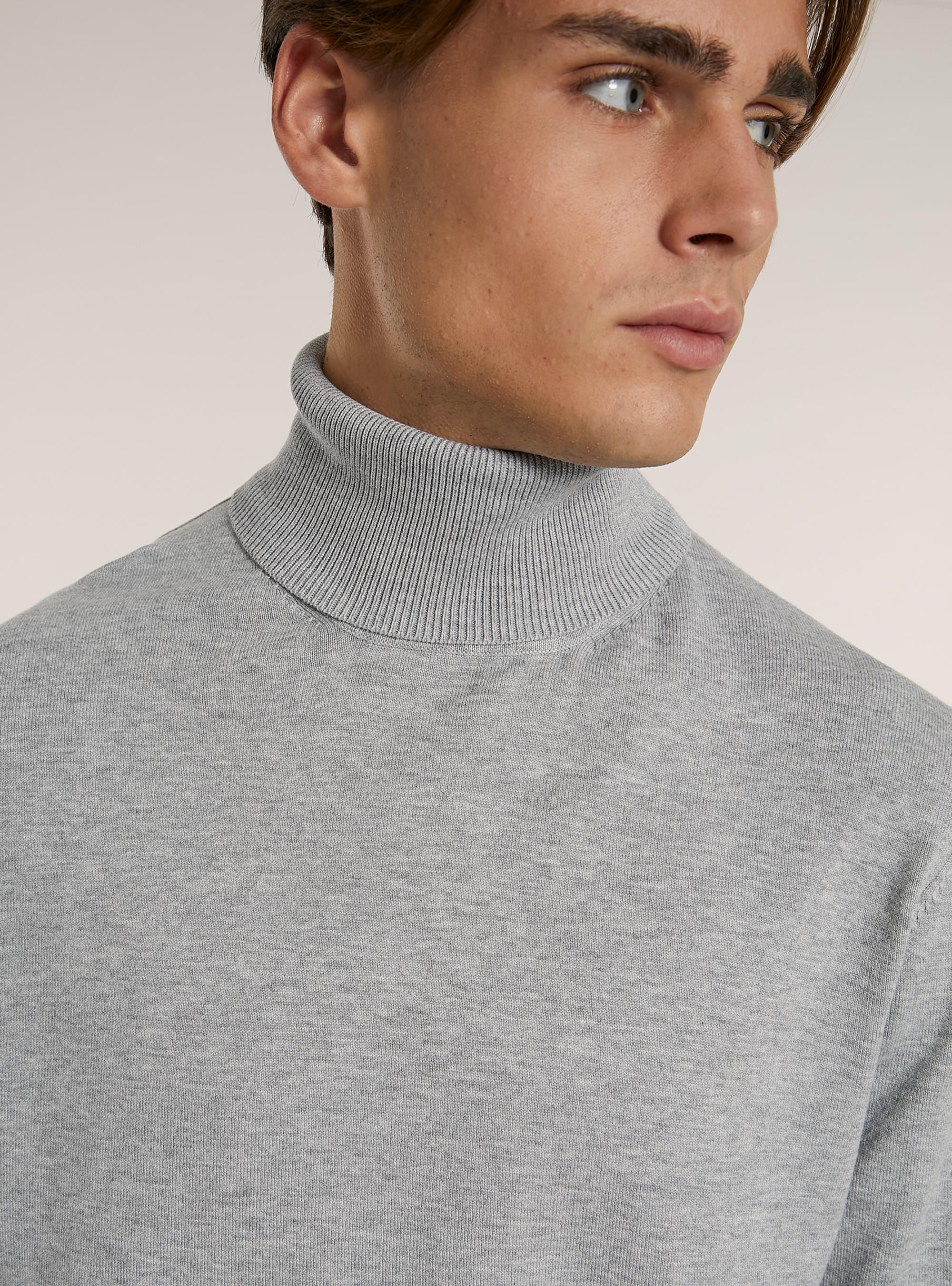 Pullover collo alto in viscosa, MGY2 GREY MEL MEDIUM