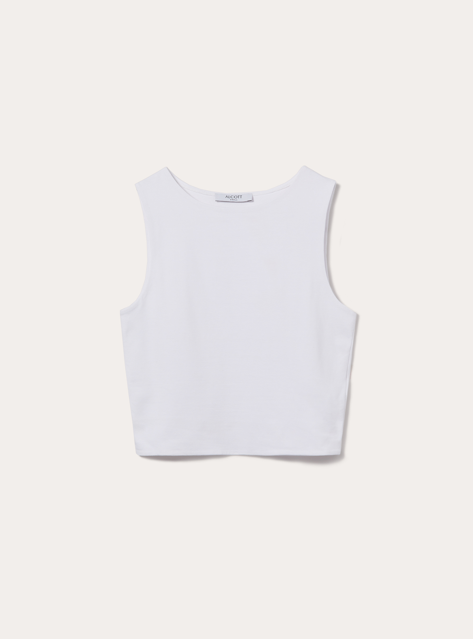 Canotta basica in jersey elasticizzato crop fit, WH3 WHITE