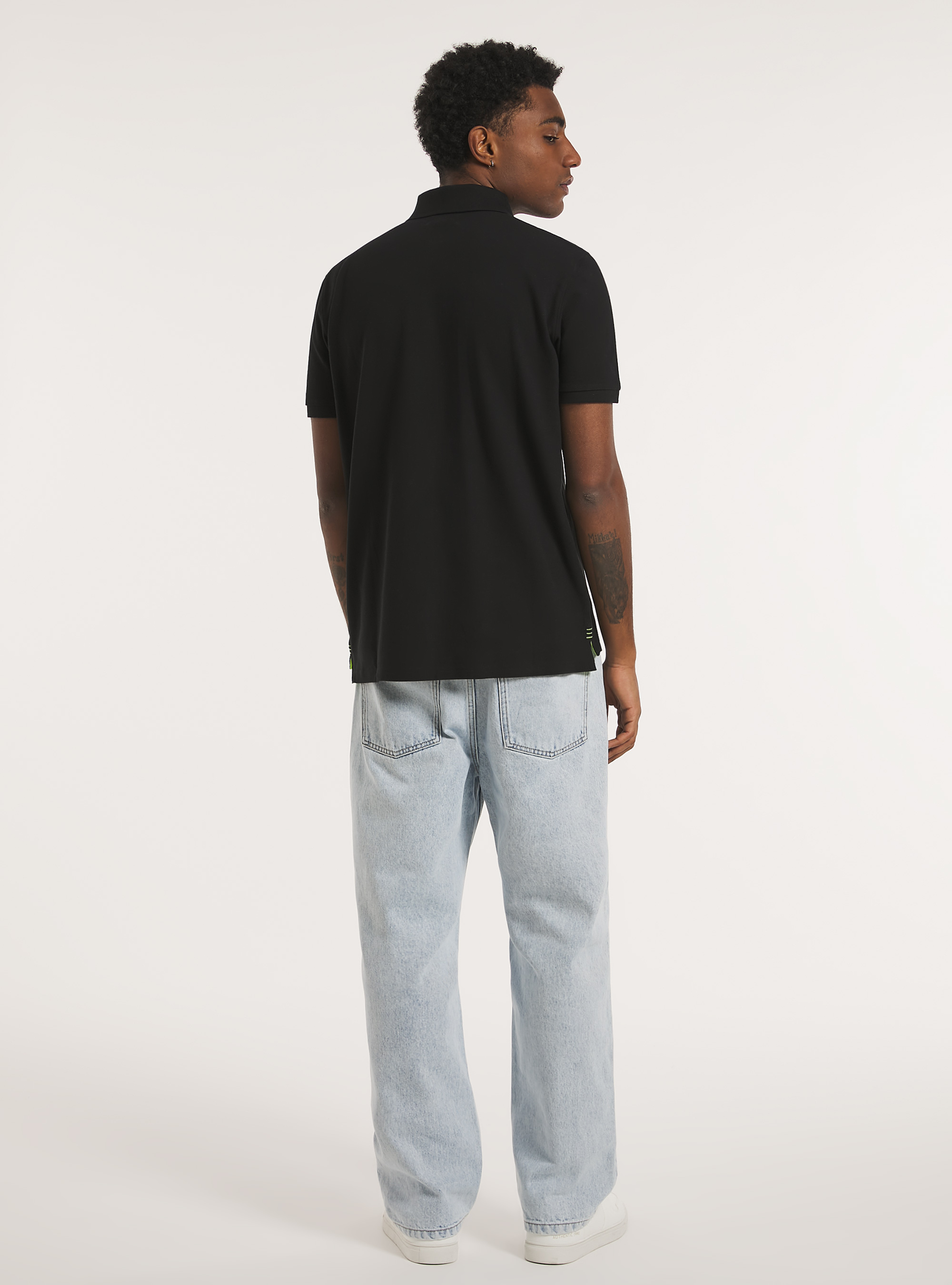 Polo en coton piqu&eacute; avec broderie, BK1 BLACK