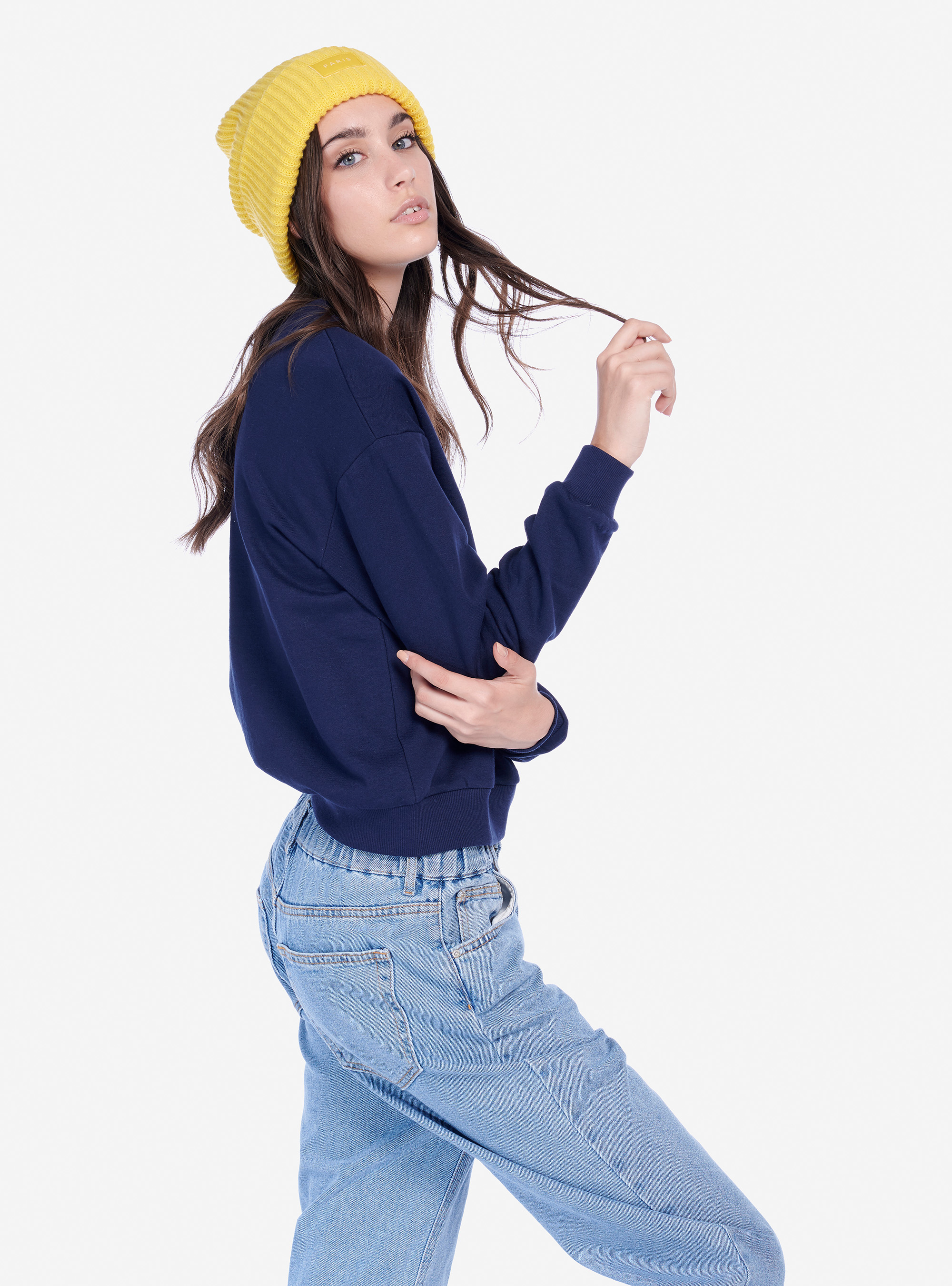 CREWNECK SWEATSHIRT WITH SLOGAN, C2236 BLUE