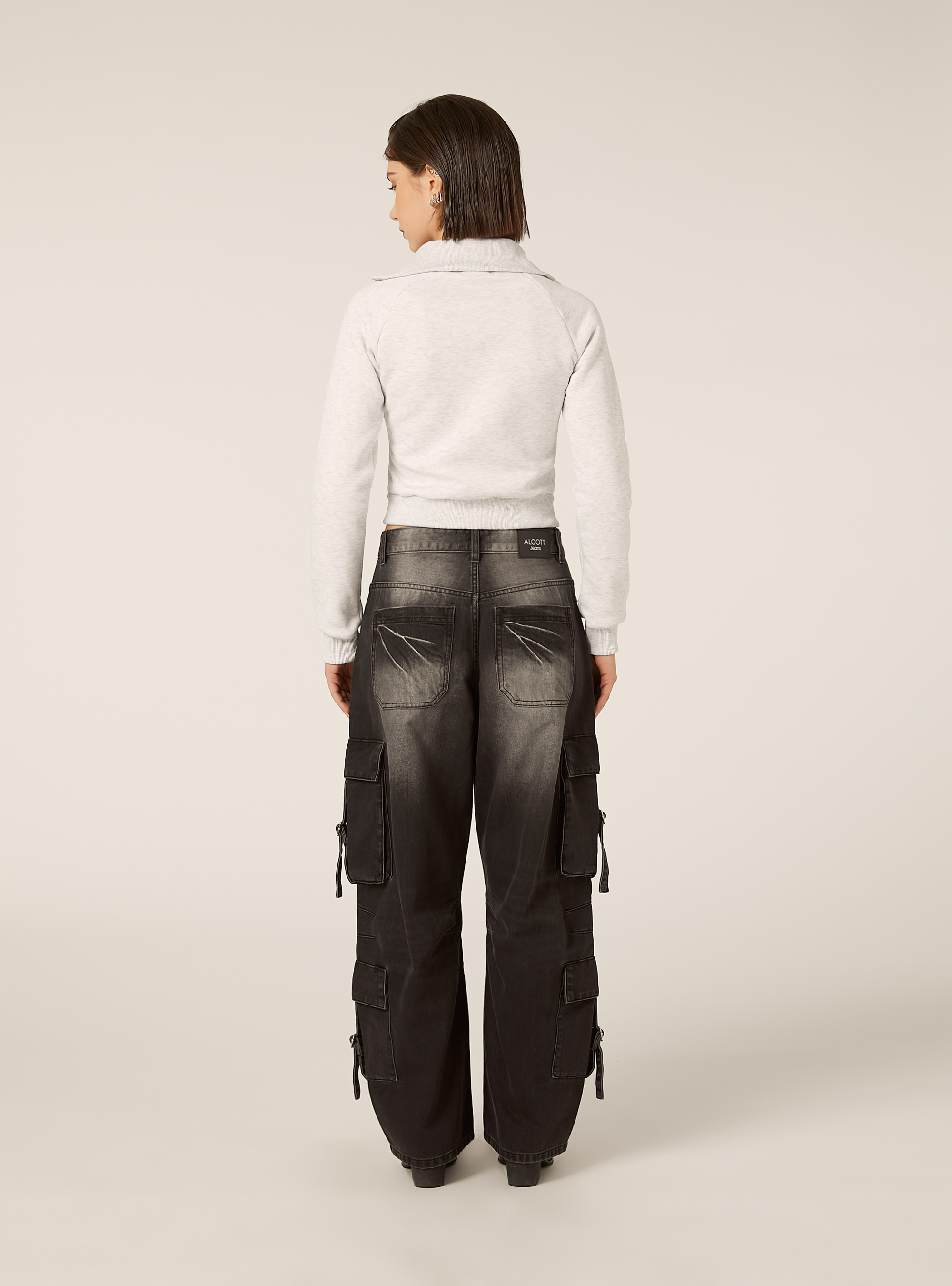 Sudadera con cremallera y cuello con solapa, MGY3 GREY MEL LIGHT