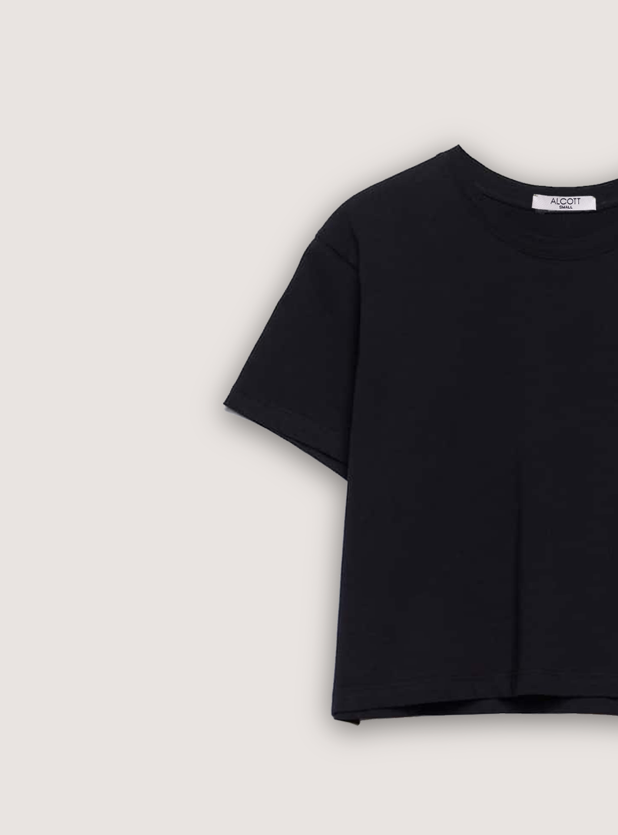 Cotton cropped t-shirt, BLACK