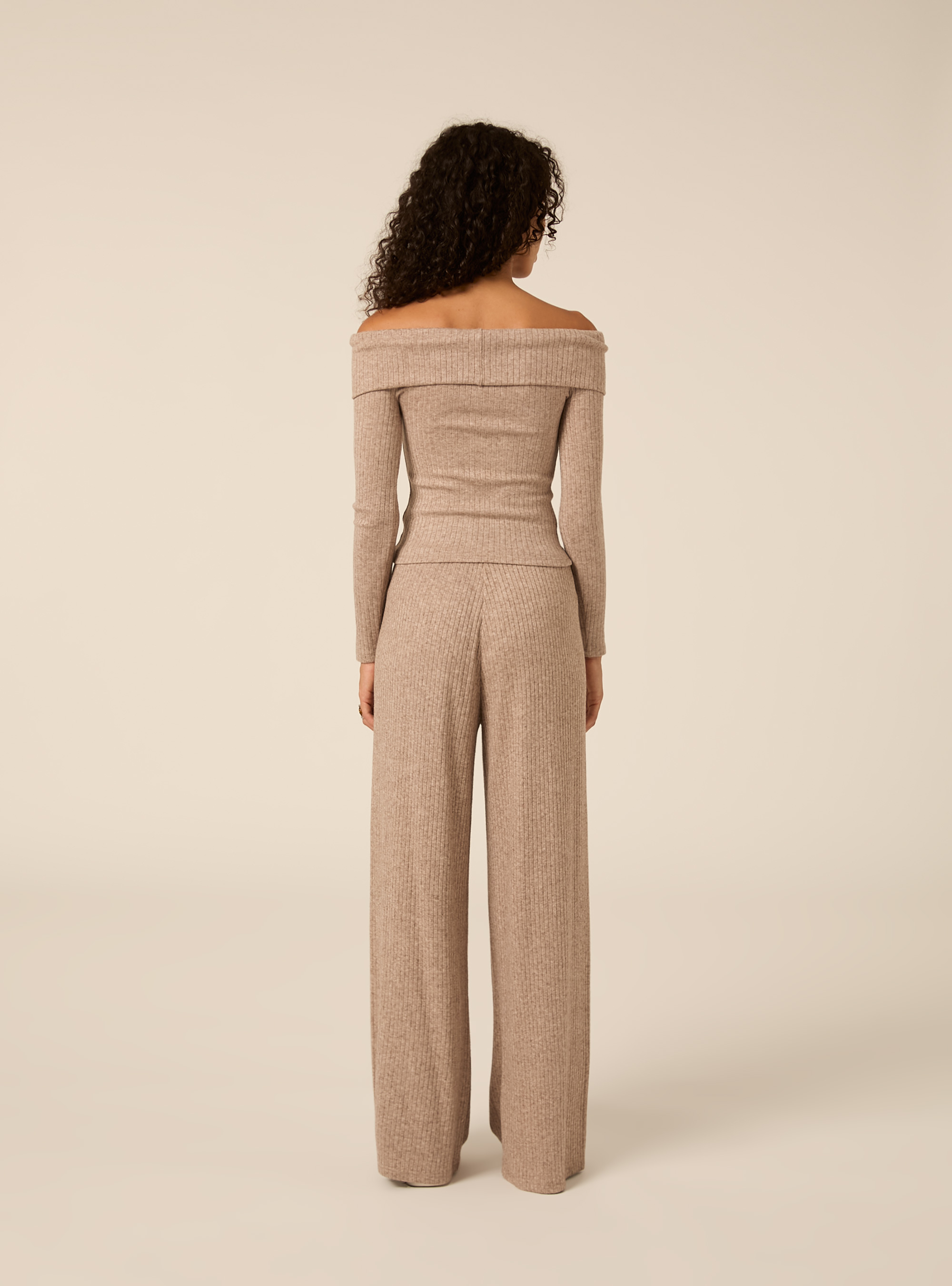 Pantaloni ampi a coste, MBG2 BEIGE MEL MED