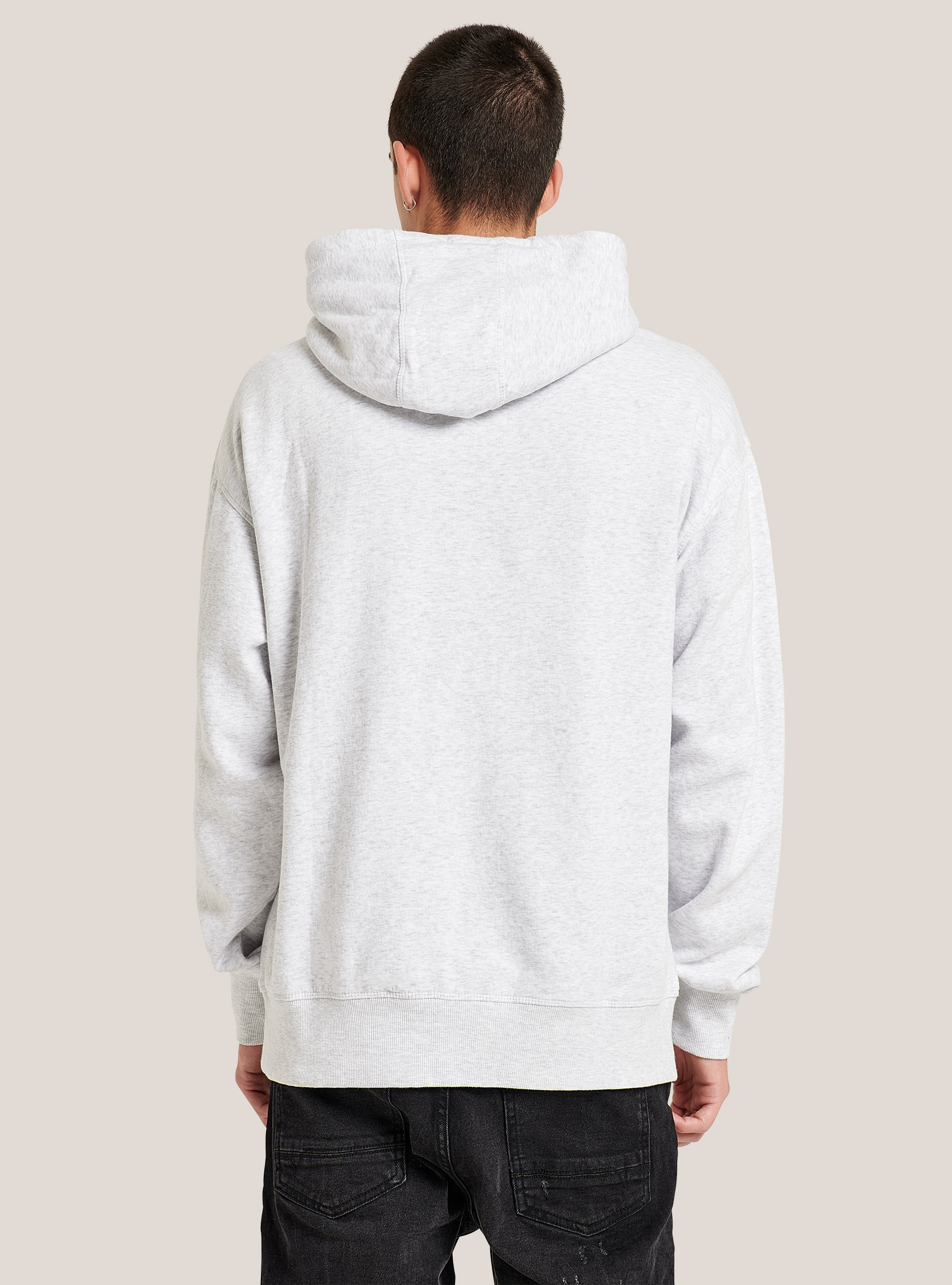 Sweat-shirt basique à capuche avec poche kangourou, C140 WHITE M