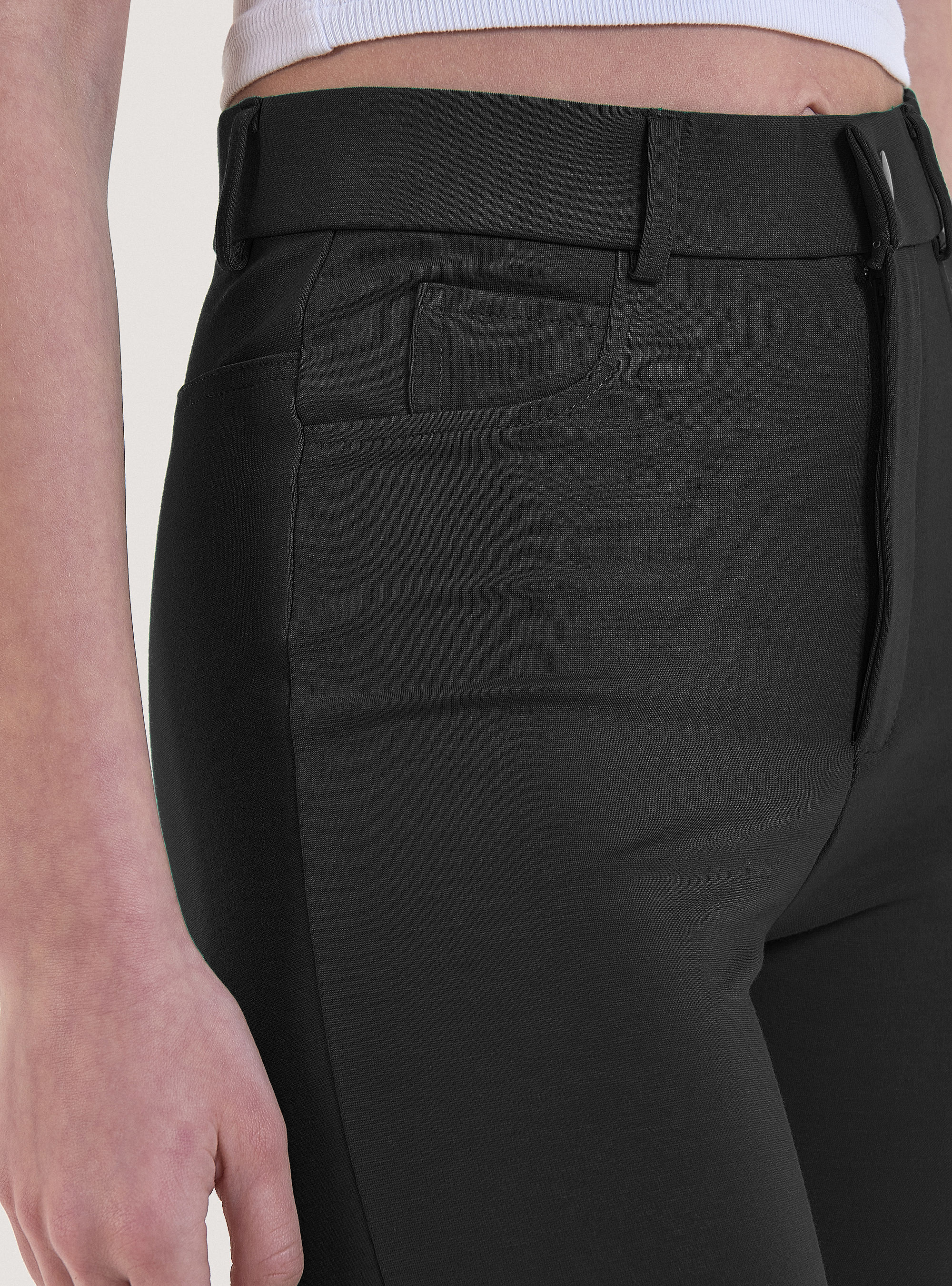 Cropped flare trousers with slits, BK1 BLACK