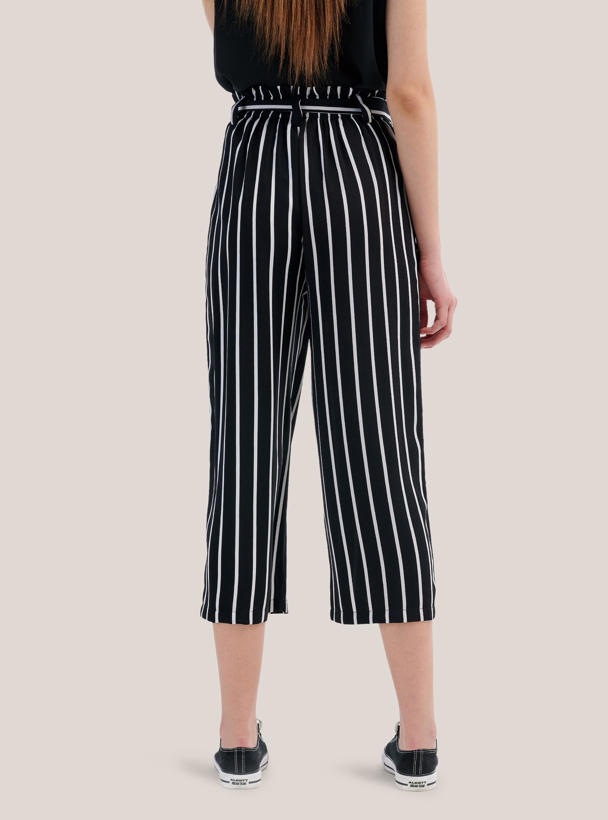 Pantalone a vita alta con cintura wide leg, MULTICOLORE