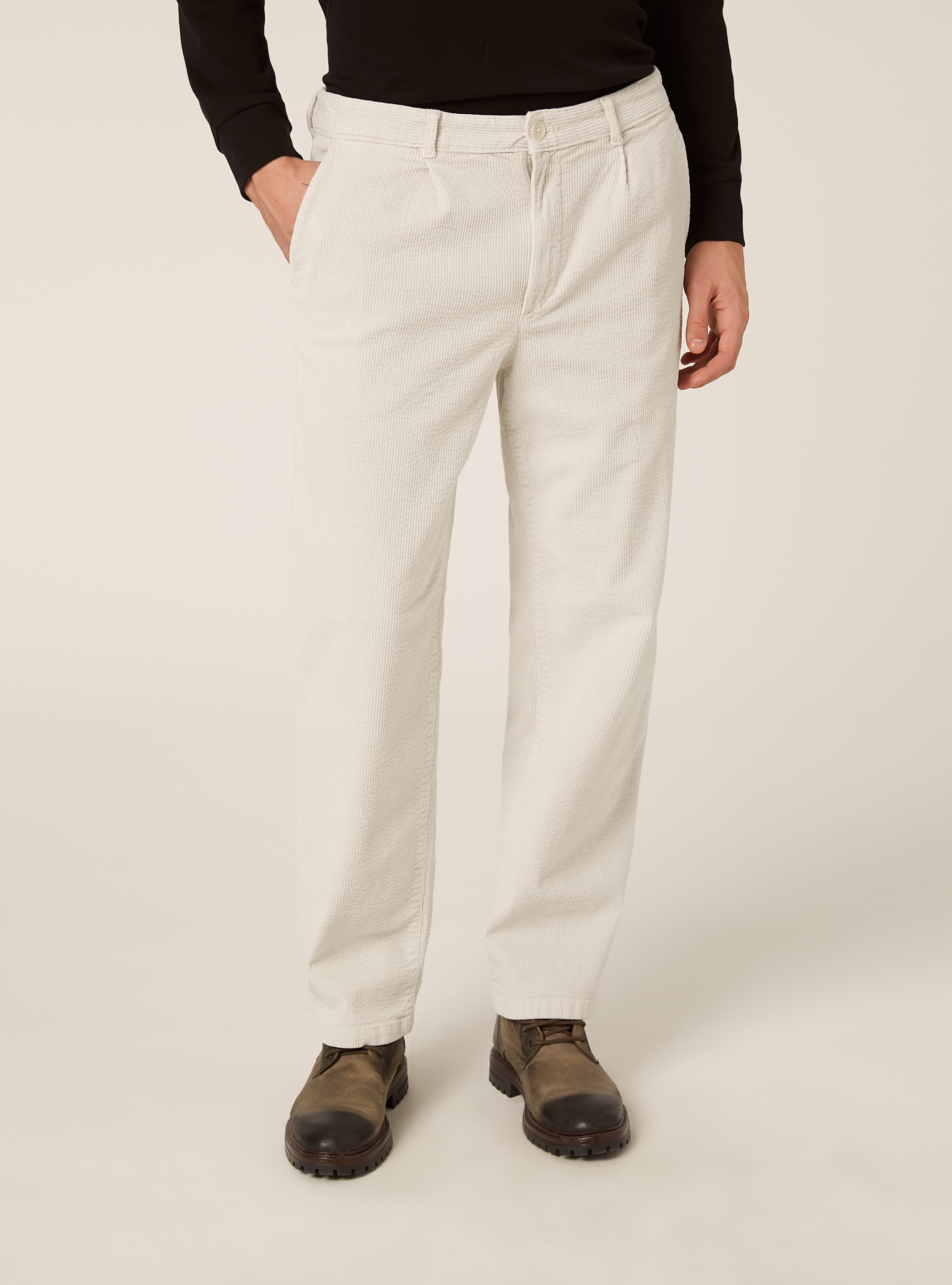 Pantalon en velours cotel&eacute;, WH1 OFF WHITE
