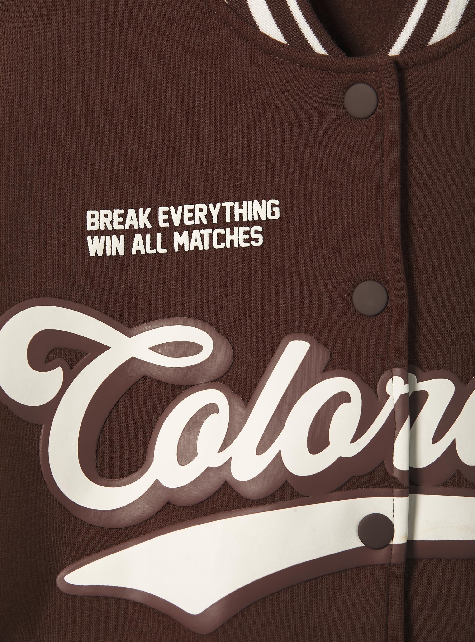 College Bomber Jacket with print, BR2 BROWN MEDIUM