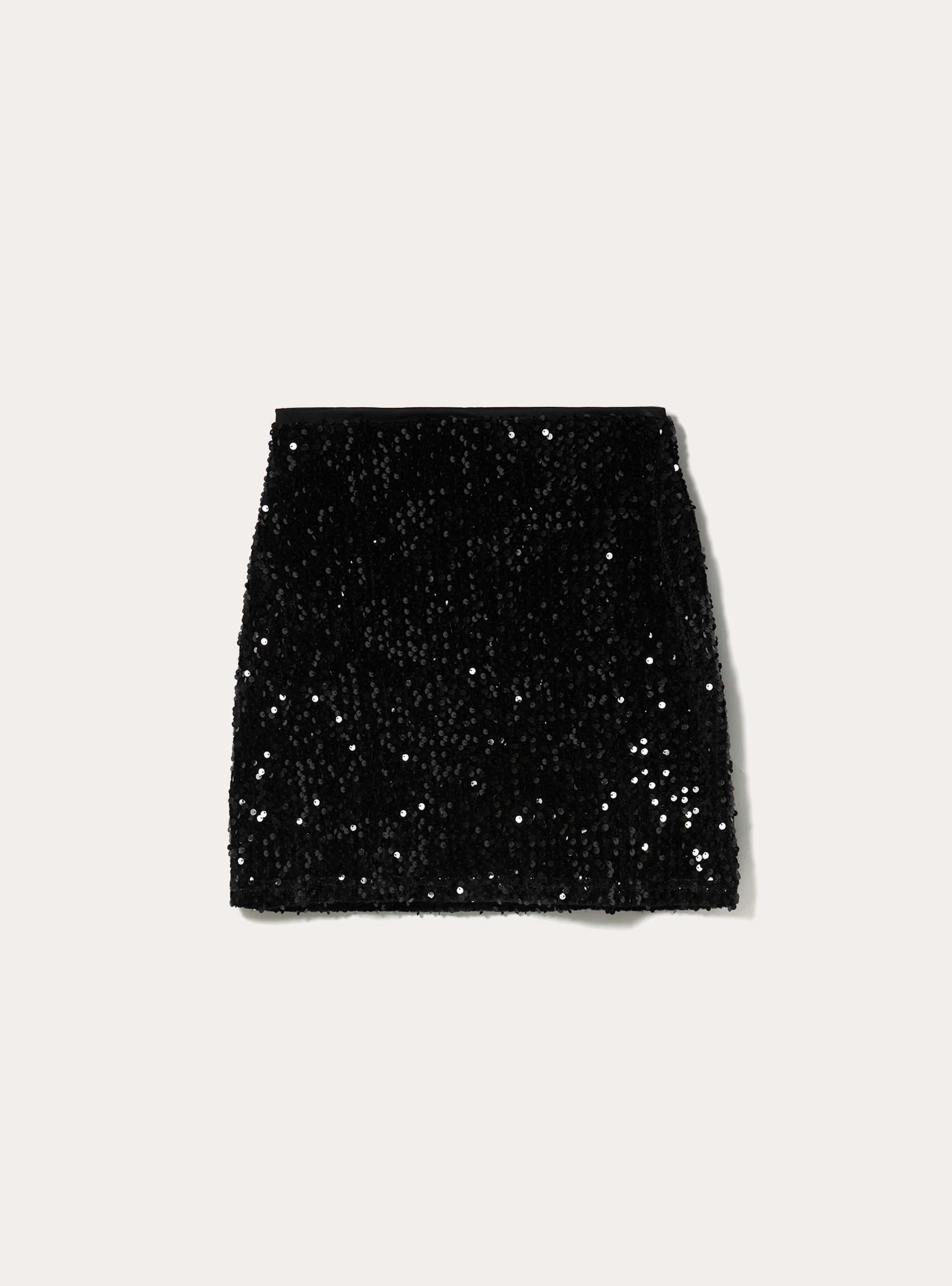 Mini-jupe &agrave; paillettes, BK1 BLACK