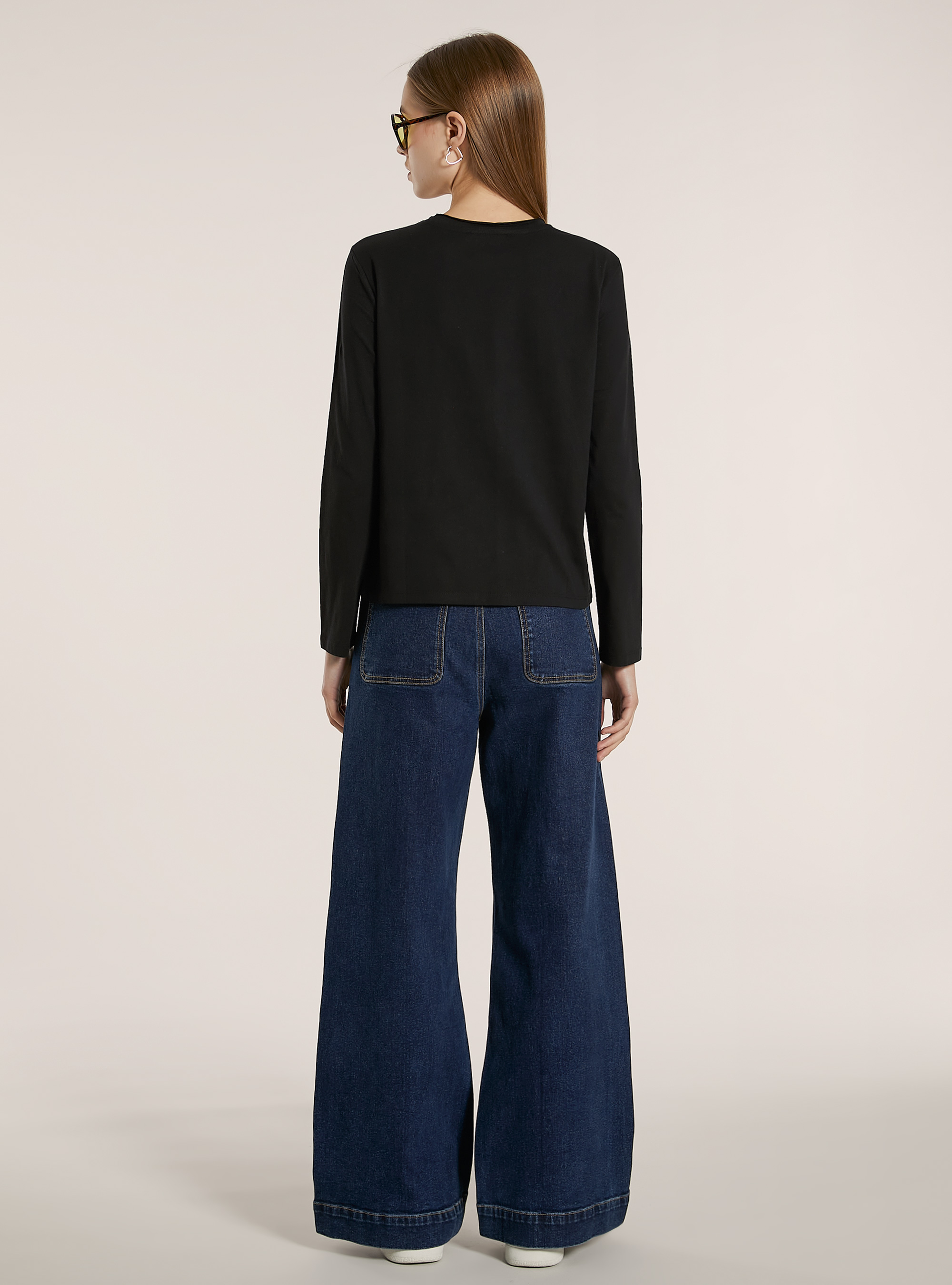 Langärmeliges Basic-T-Shirt, BK1 BLACK