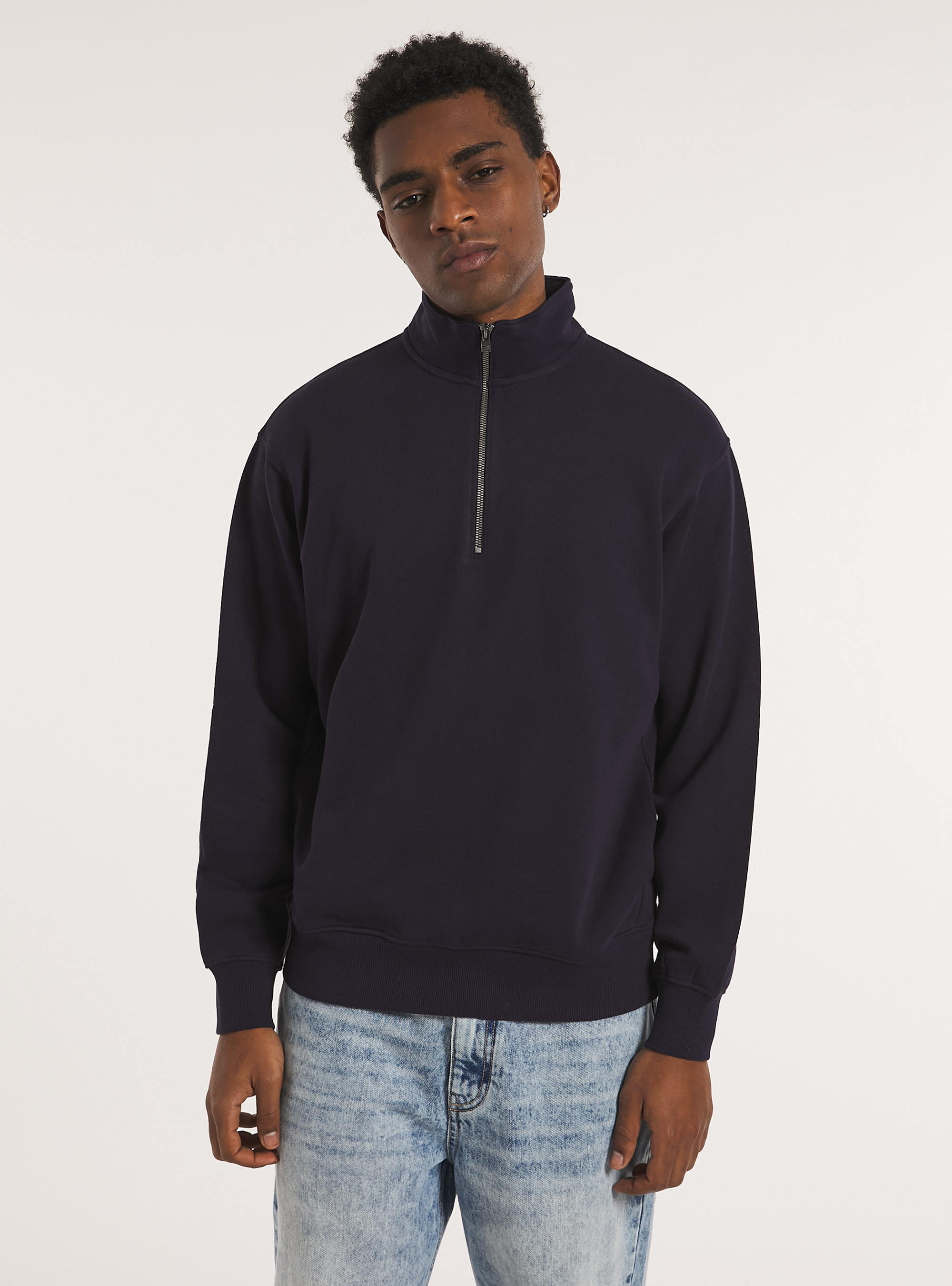 Sudadera de medio cuello con cremallera, NA1 NAVY DARK