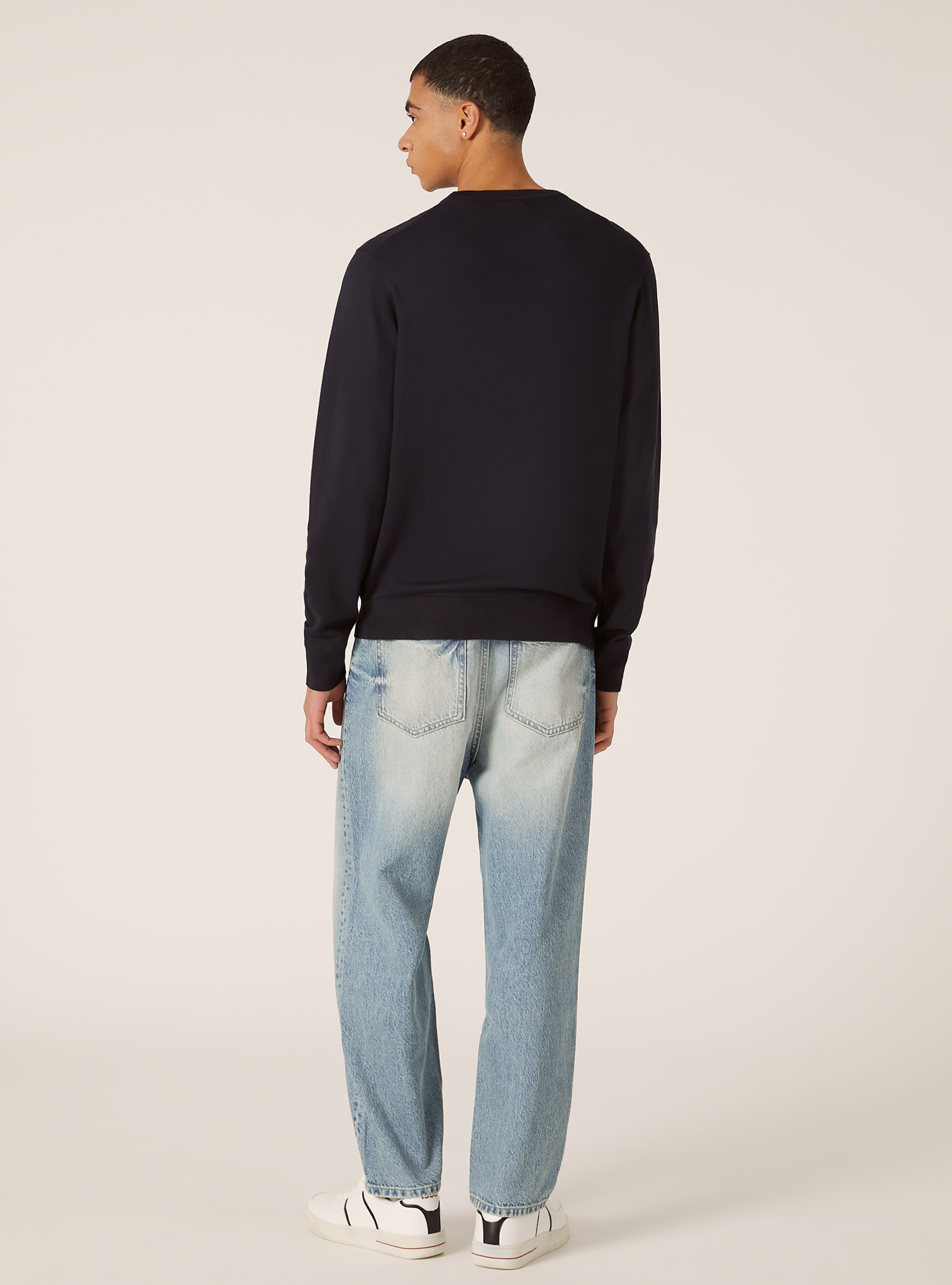 Pull &agrave; col ras du cou en viscose durable Ecovero, NA1 NAVY DARK