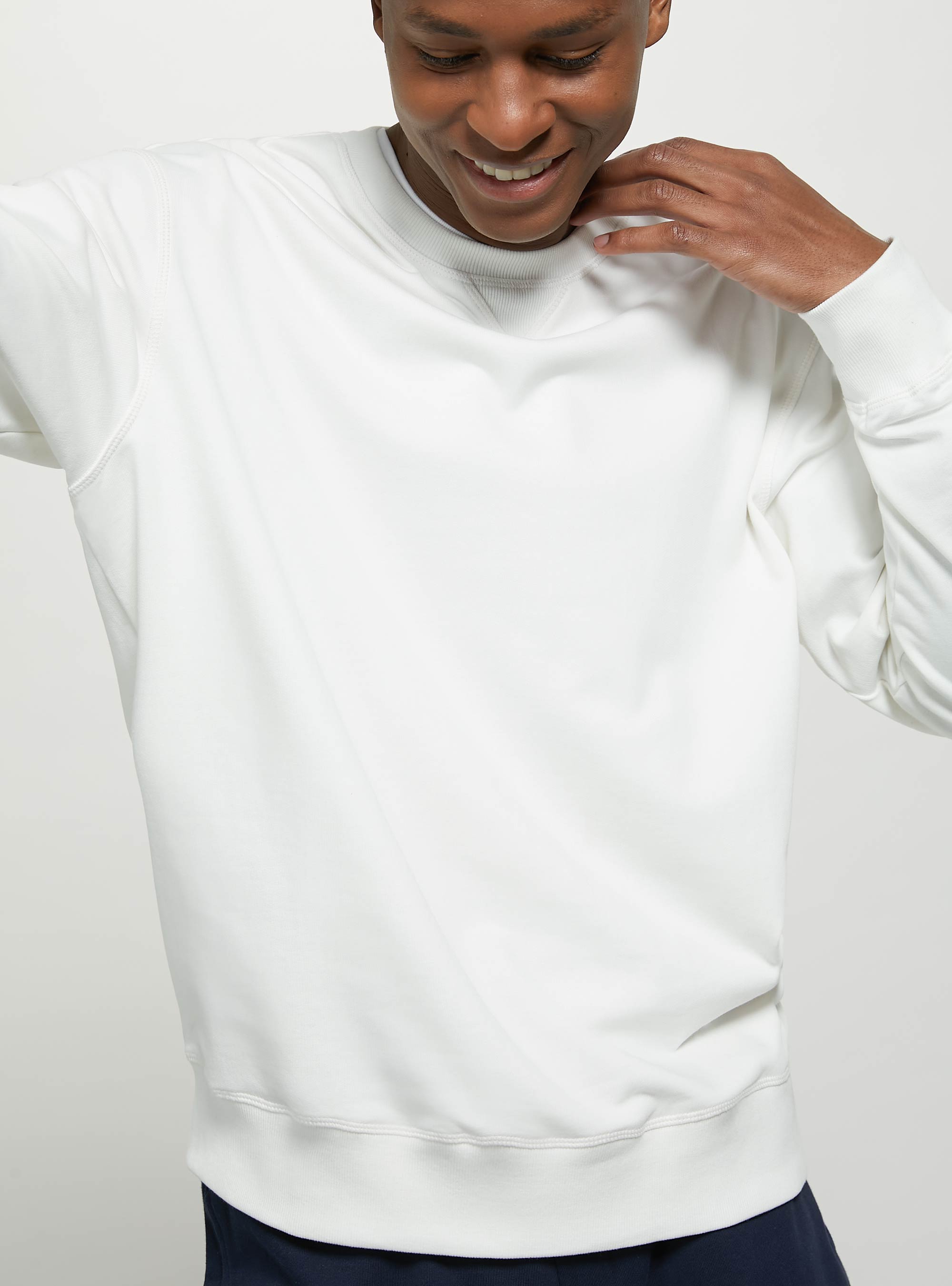 Plain-coloured crew-neck sweatshirt, WH1 OFF WHITE