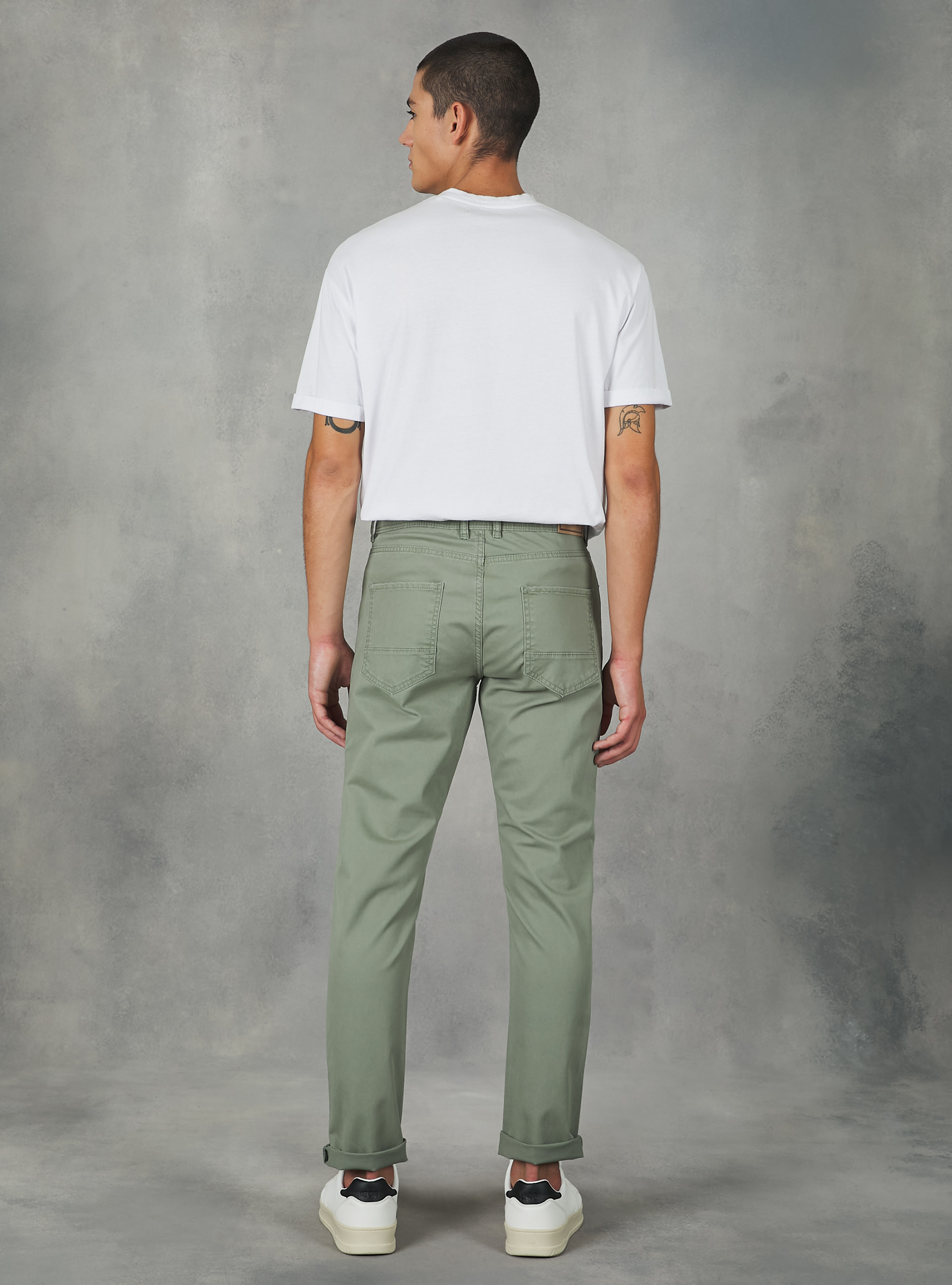 Pantalones ajustados de algodón, GN2 GREEN MEDIUM
