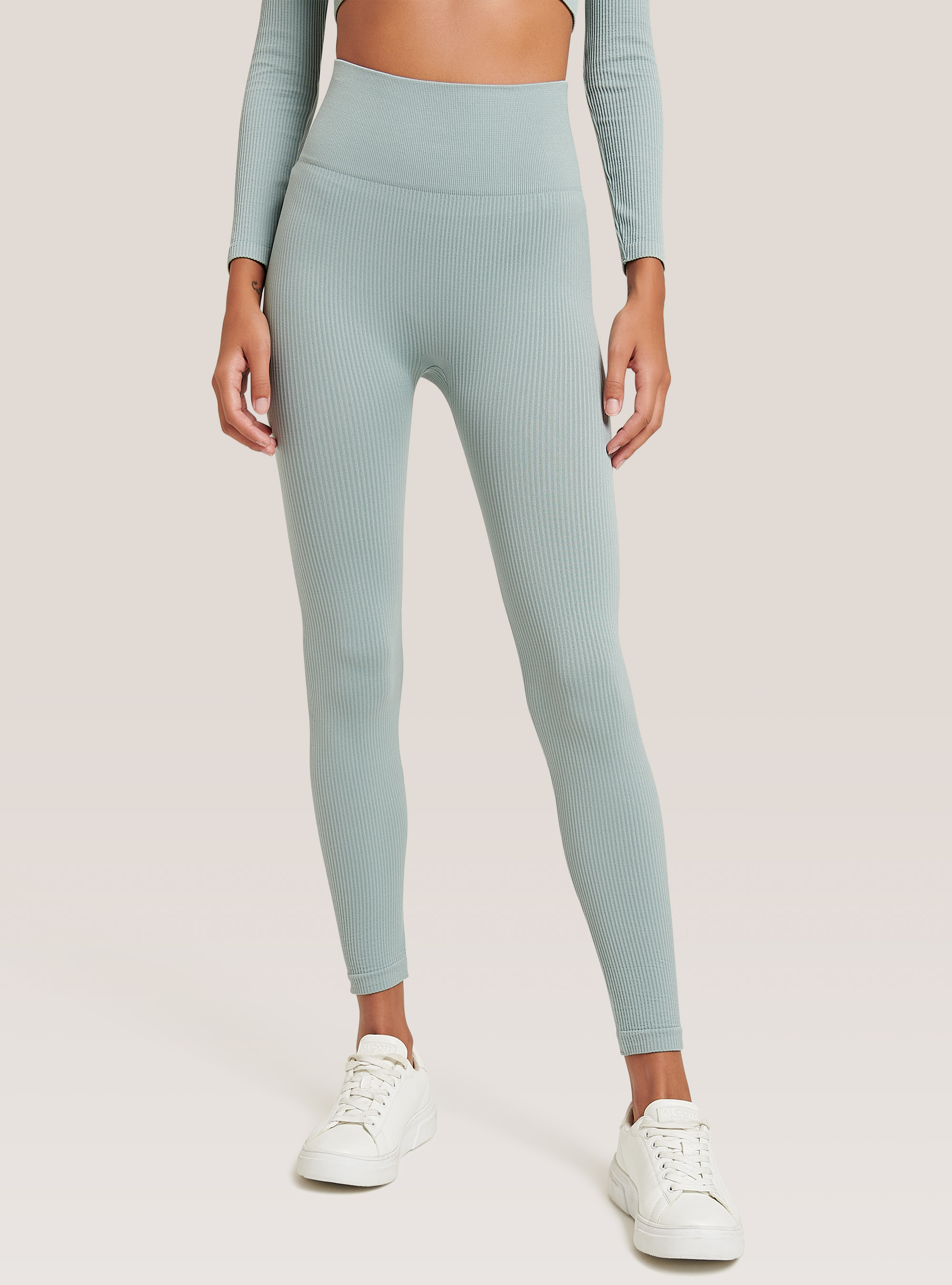 Stretch jersey ribbed leggings, C1197 AZZURRE