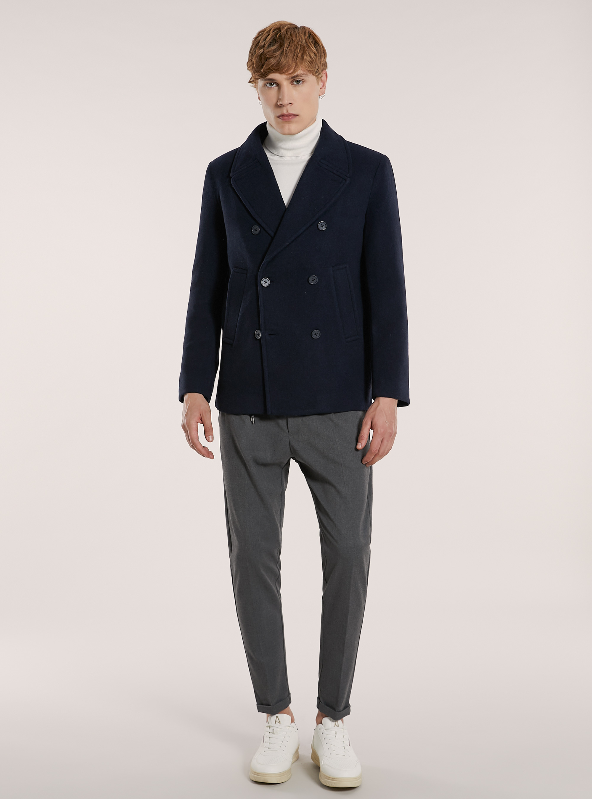 Manteau en caban à double boutonnage, NA1 NAVY DARK