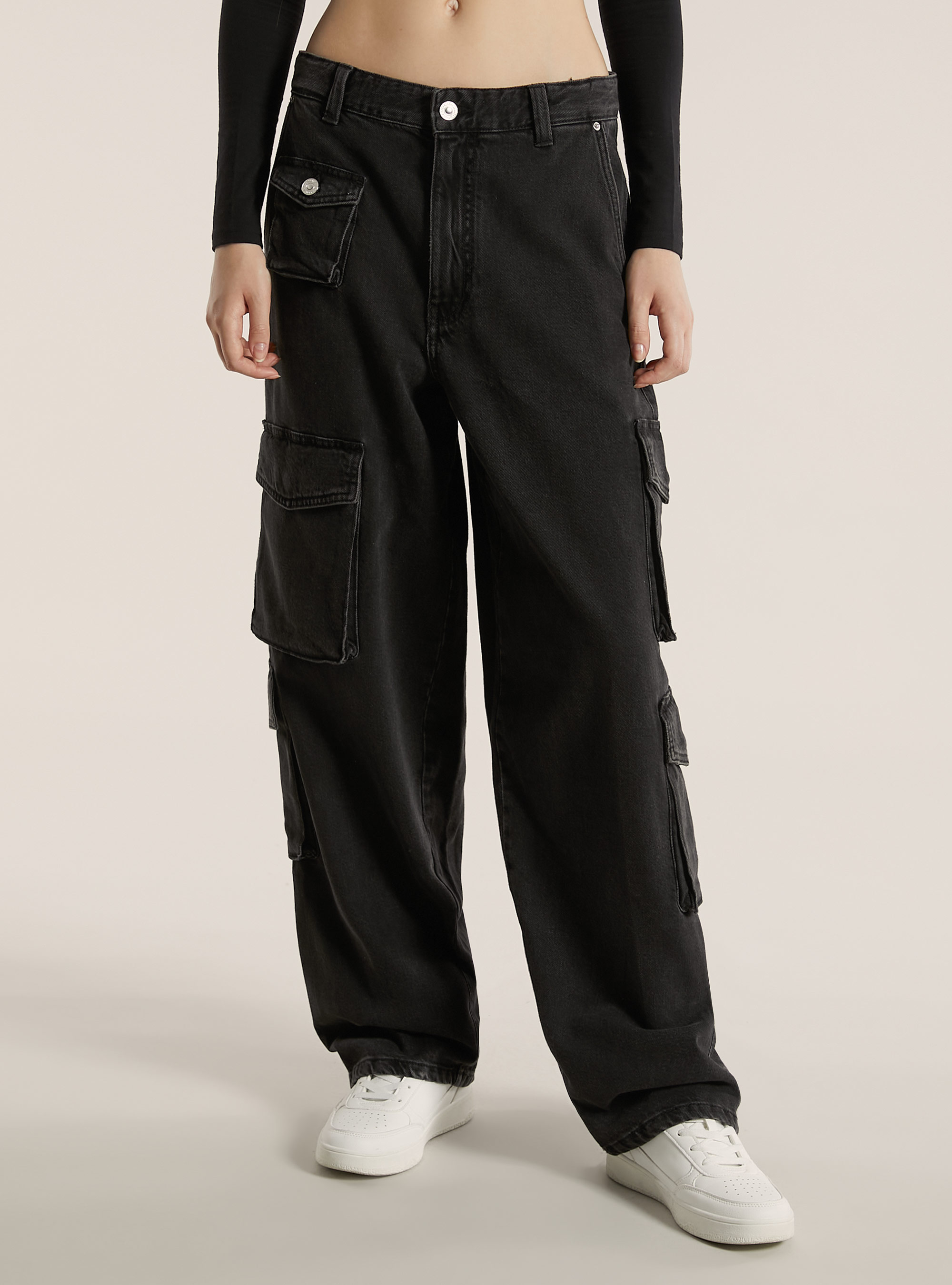 Multi cargo comfort fit jeans, D000 BLACK