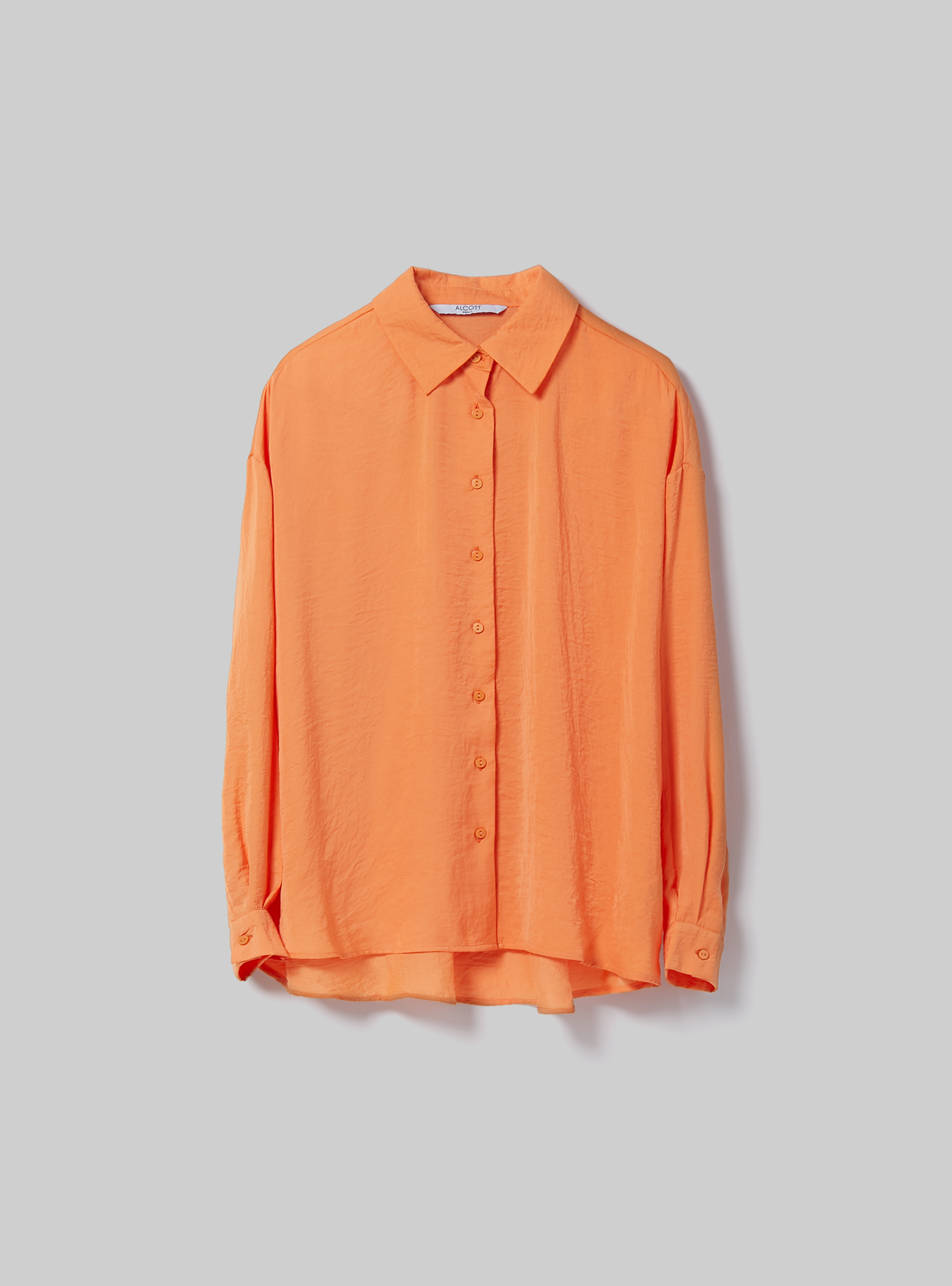 Solid-coloured satin shirt, OR3 ORANGE LIGHT