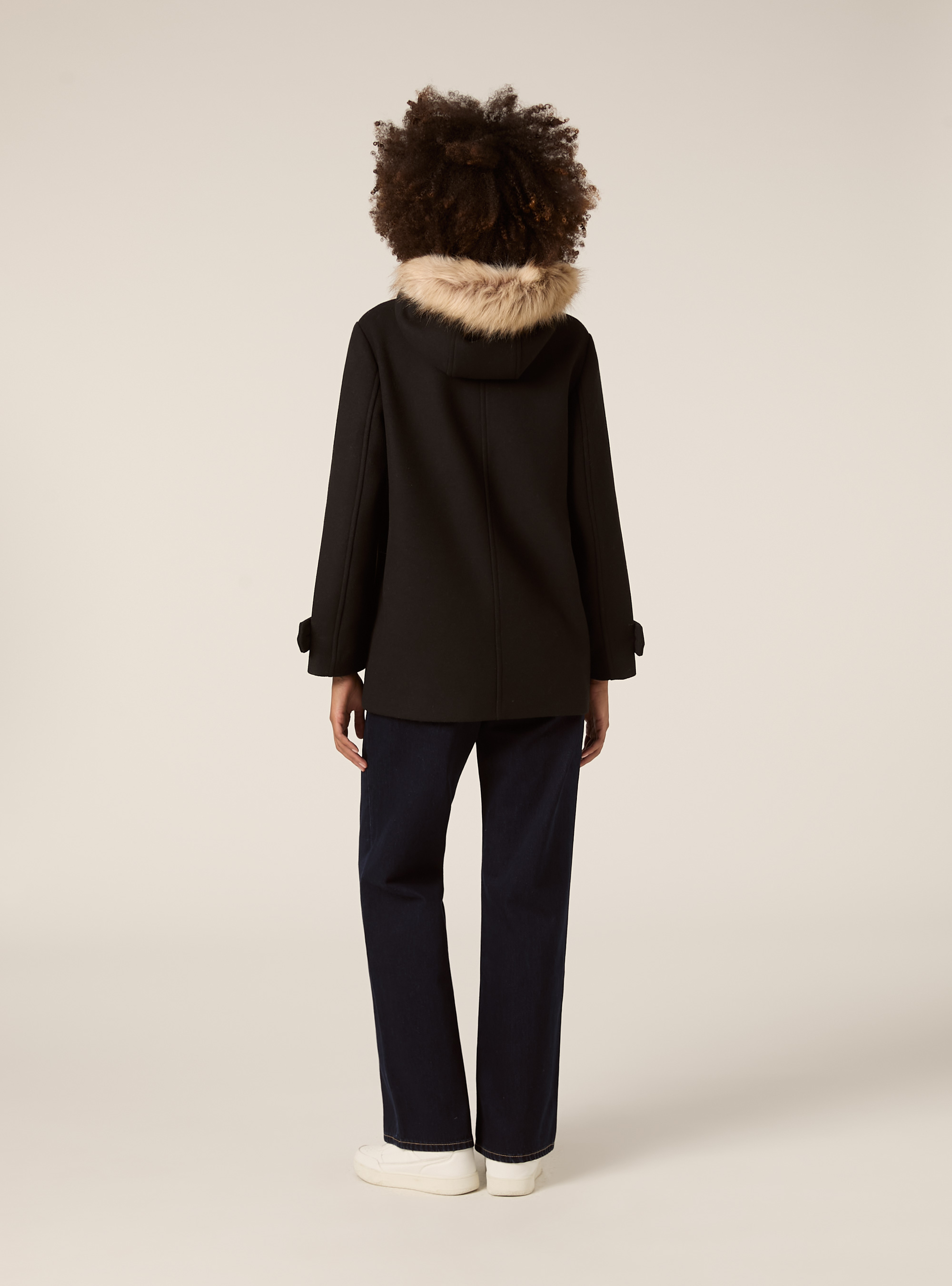 Manteau à capuche fourré, BK1 BLACK