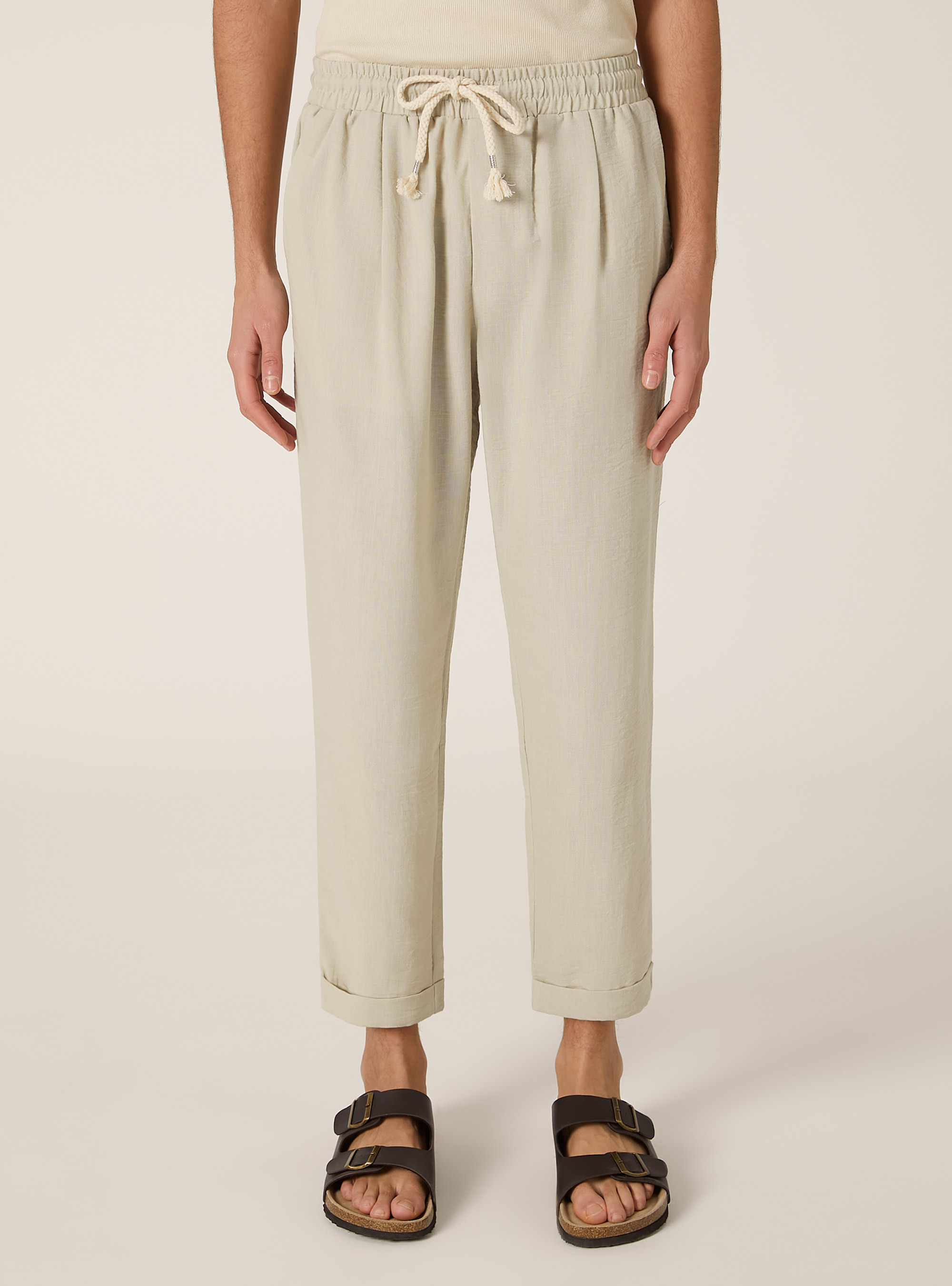 Lightweight joggers with elastic waistband, BG3 BEIGE LIGHT