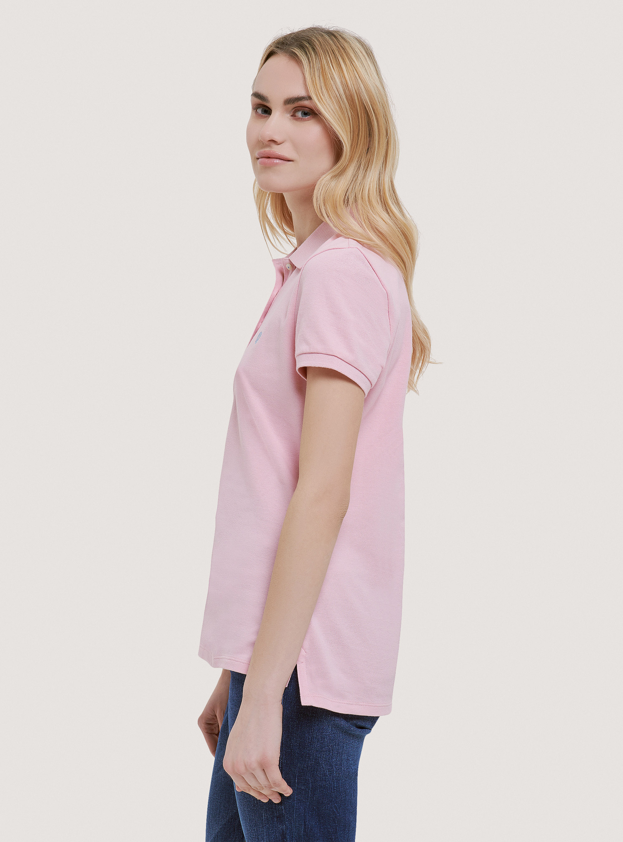 Poloshirt aus Baumwollpikee mit Stickerei, C4400 PINK