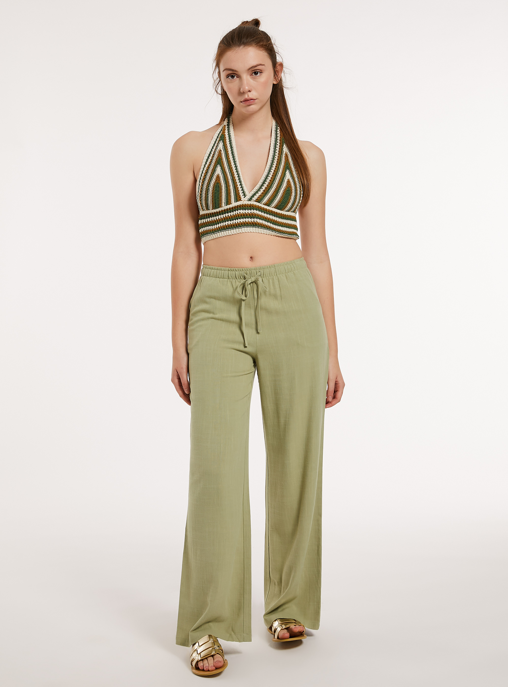 Palazzo-Hose aus Leinenmischung, KY3 KAKY LIGHT