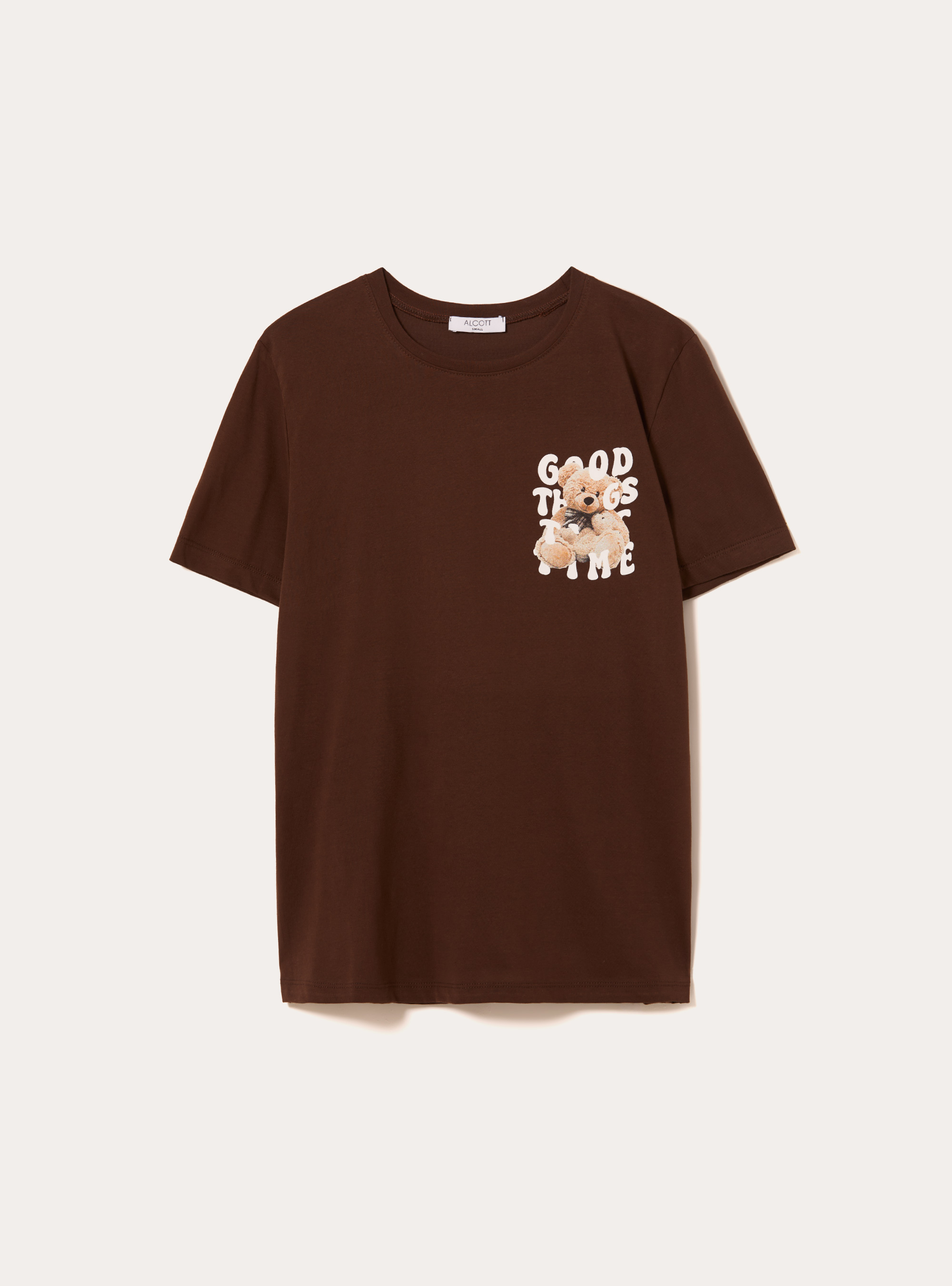 T-Shirt mit Teddy-Print, BR1 BROWN DARK
