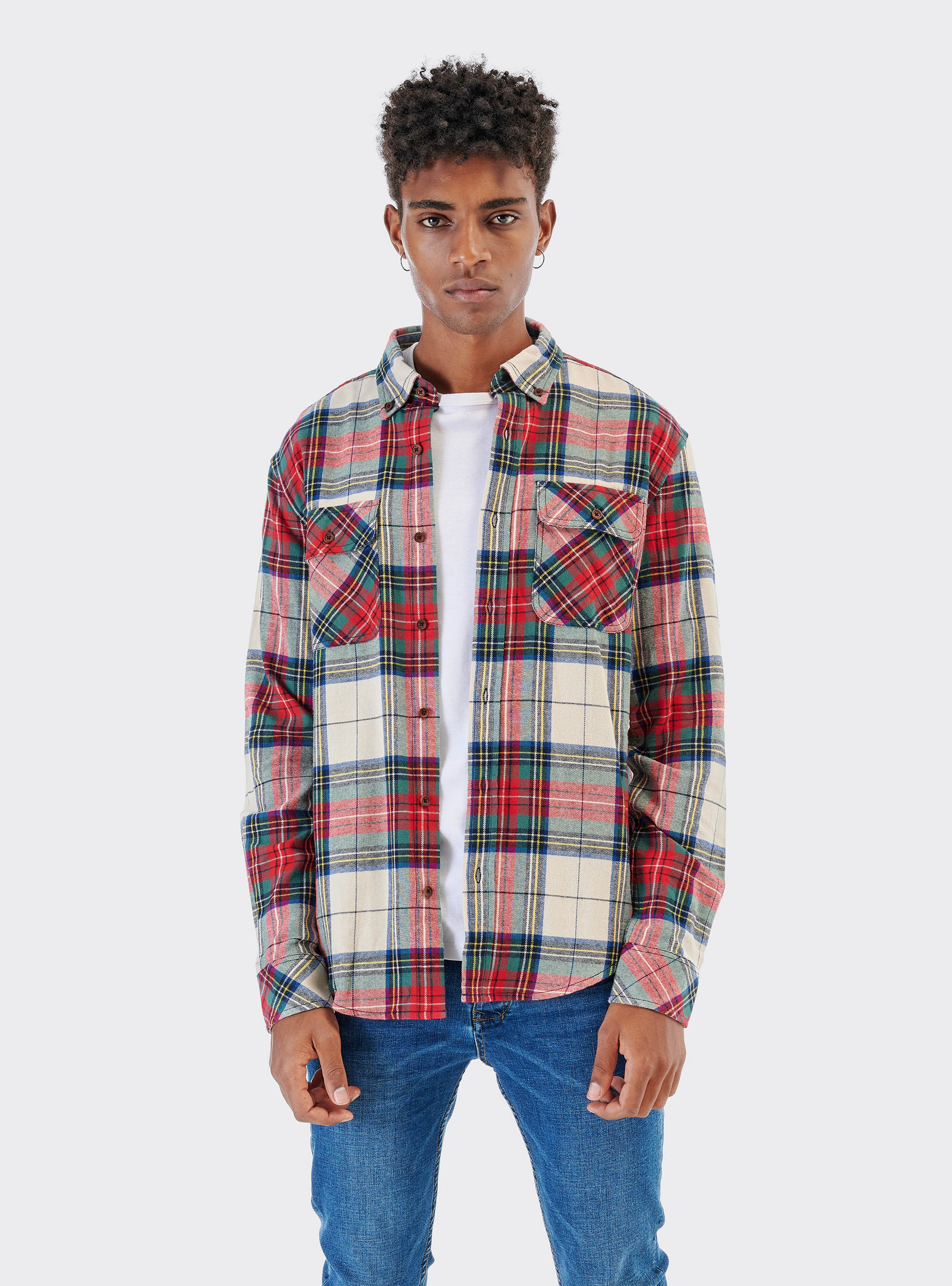 Karohemd aus nachhaltiger Baumwolle, C085 WHITE