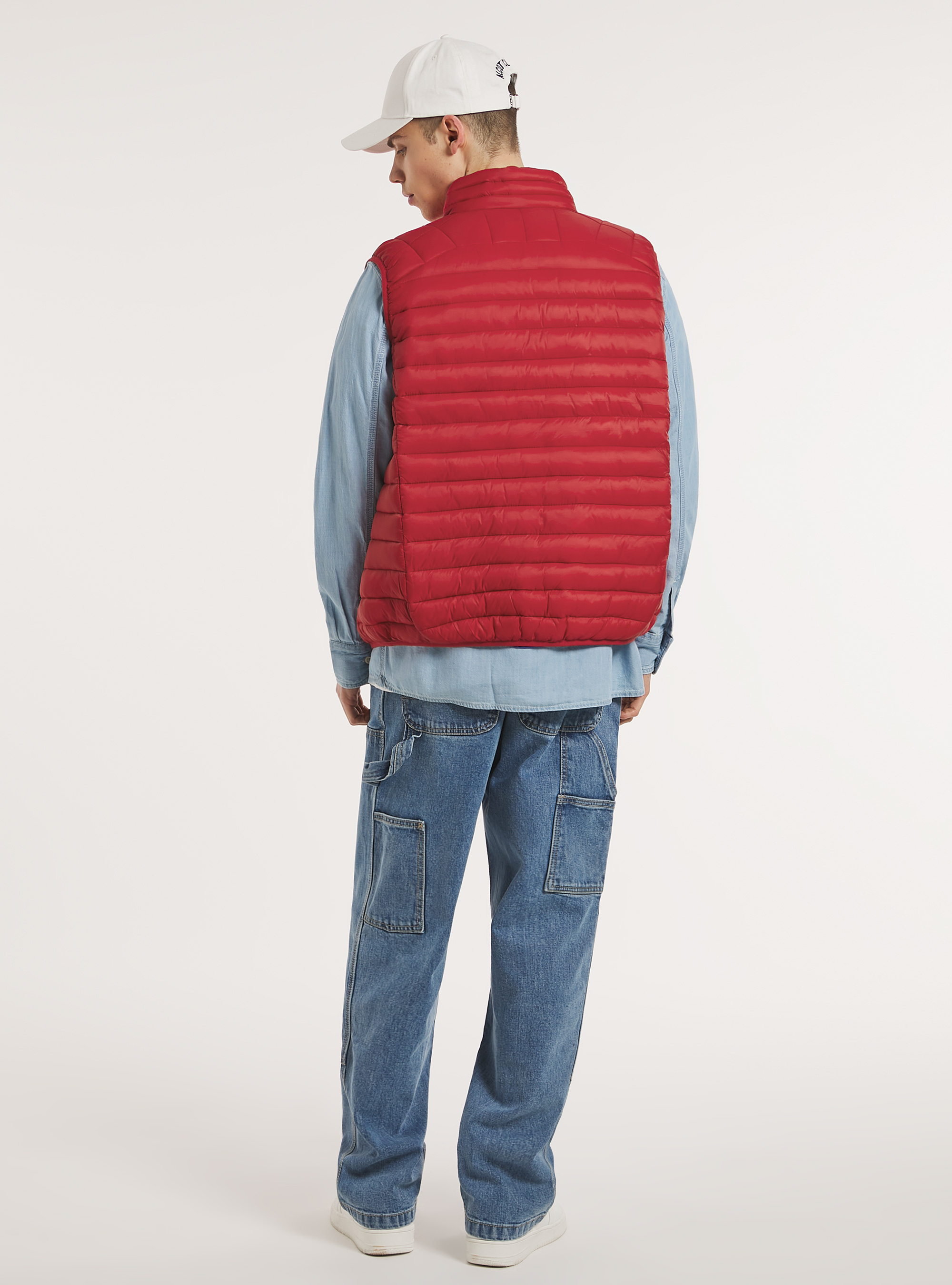 Chaqueta acolchada con mangas y cremallera en contraste, RD2 RED MEDIUM