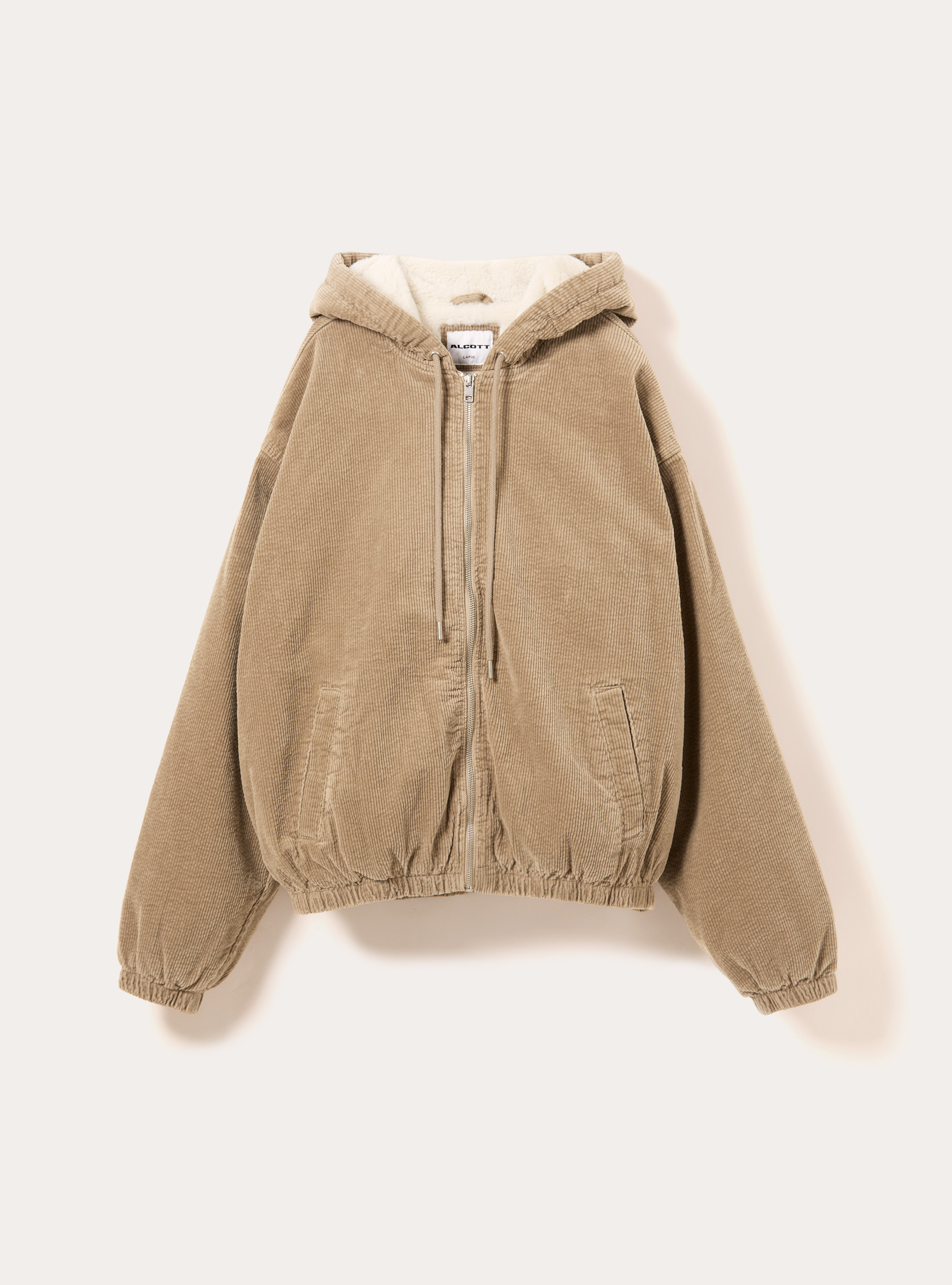 Giubbotto in velluto con pelliccia interna, BG2 BEIGE MEDIUM