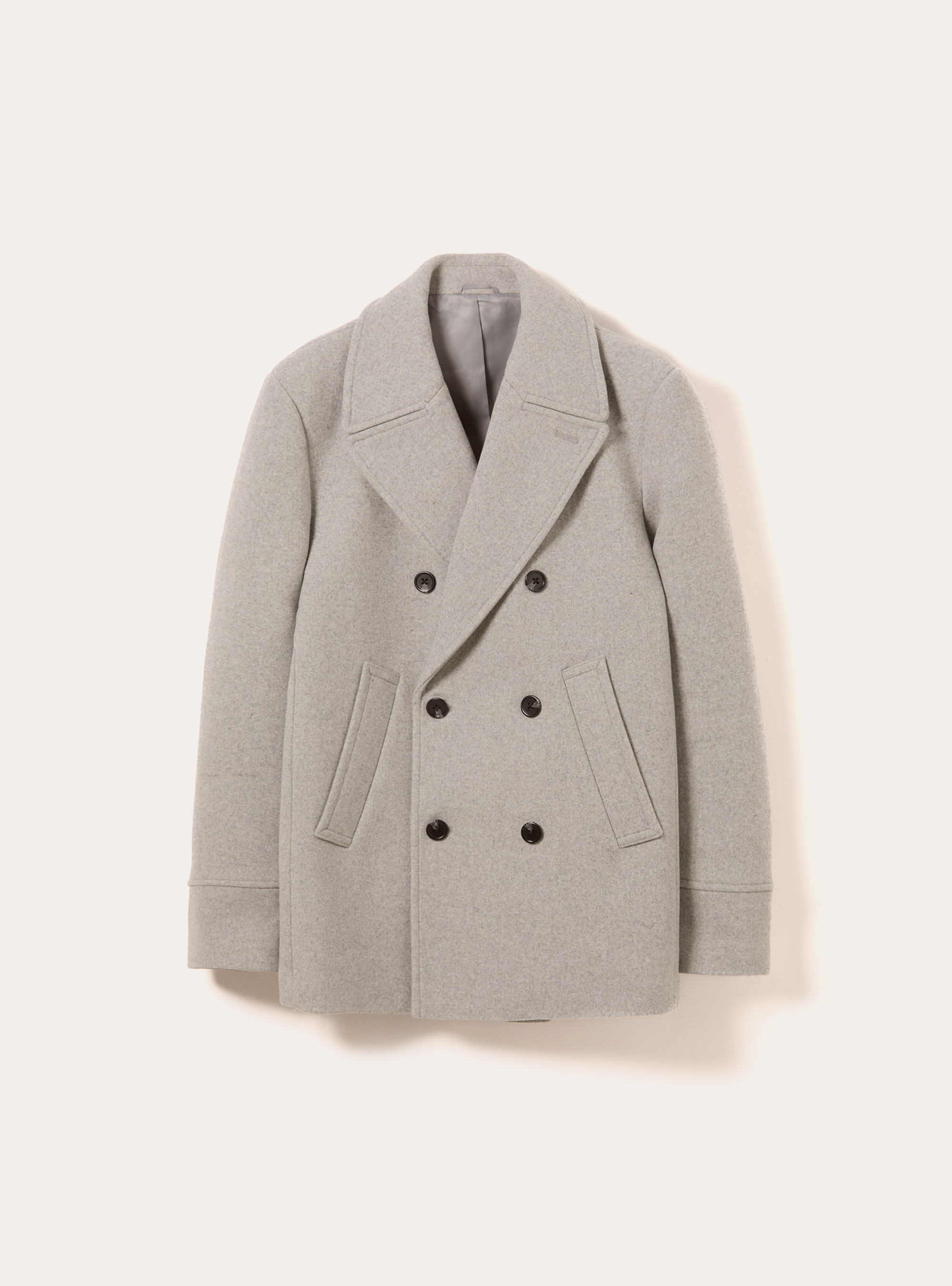 Double-breasted pea coat, MGY3 GREY MEL LIGHT