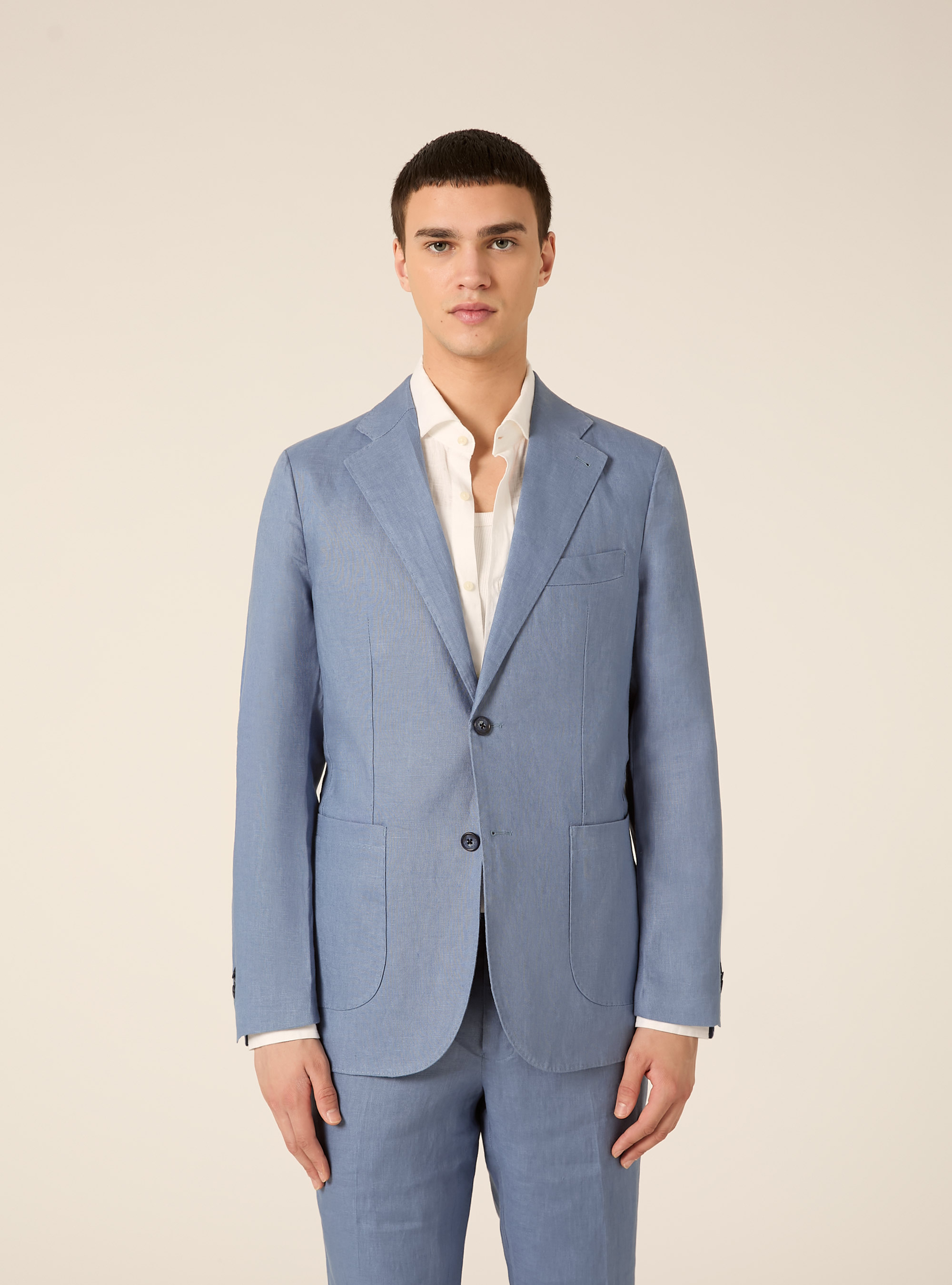 Giacca in lino monopetto, AZ2 AZURE MEDIUM
