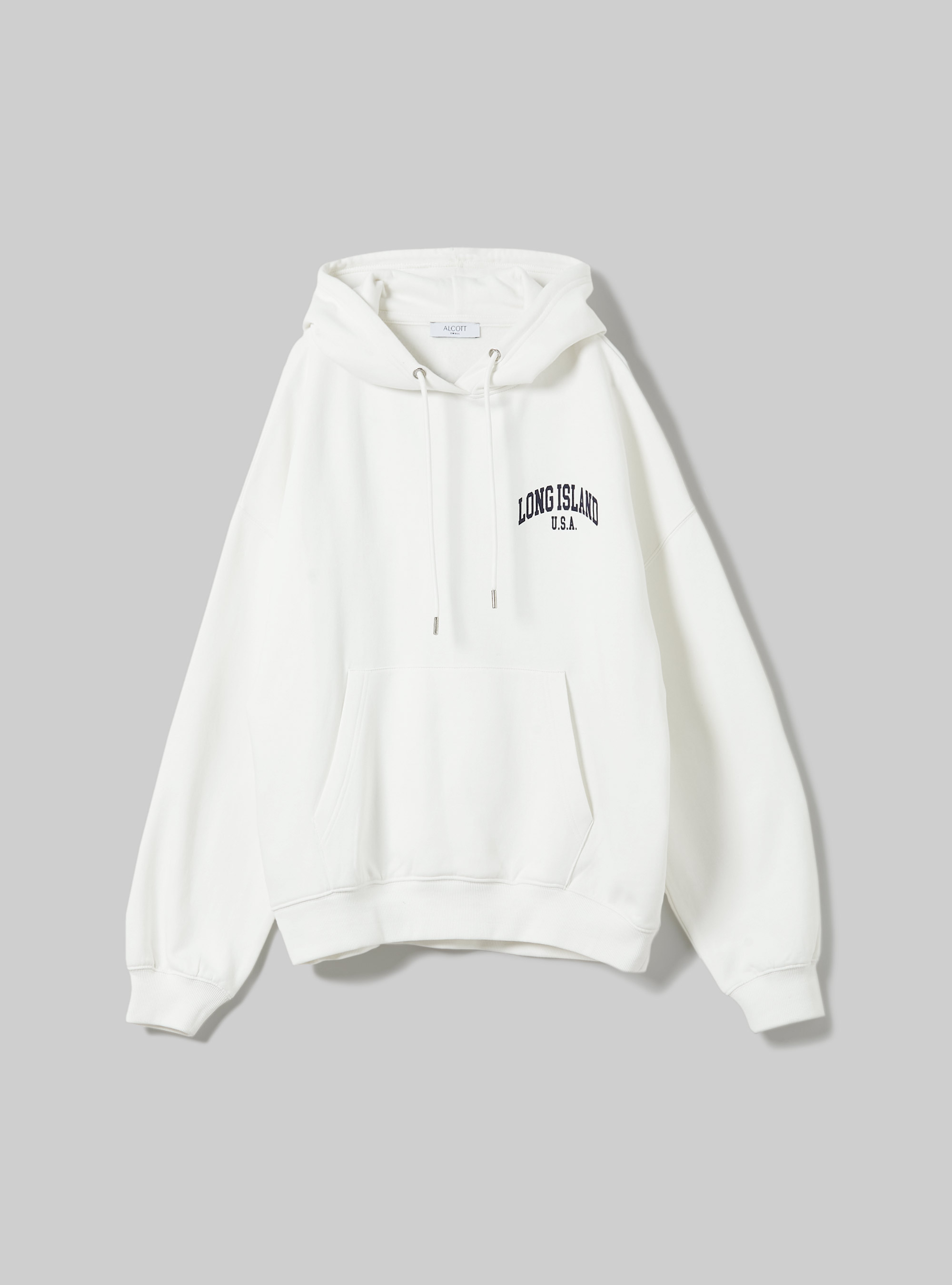 Sweatshirt avec imprim&eacute; coll&egrave;ge et capuche, WH2 WHITE