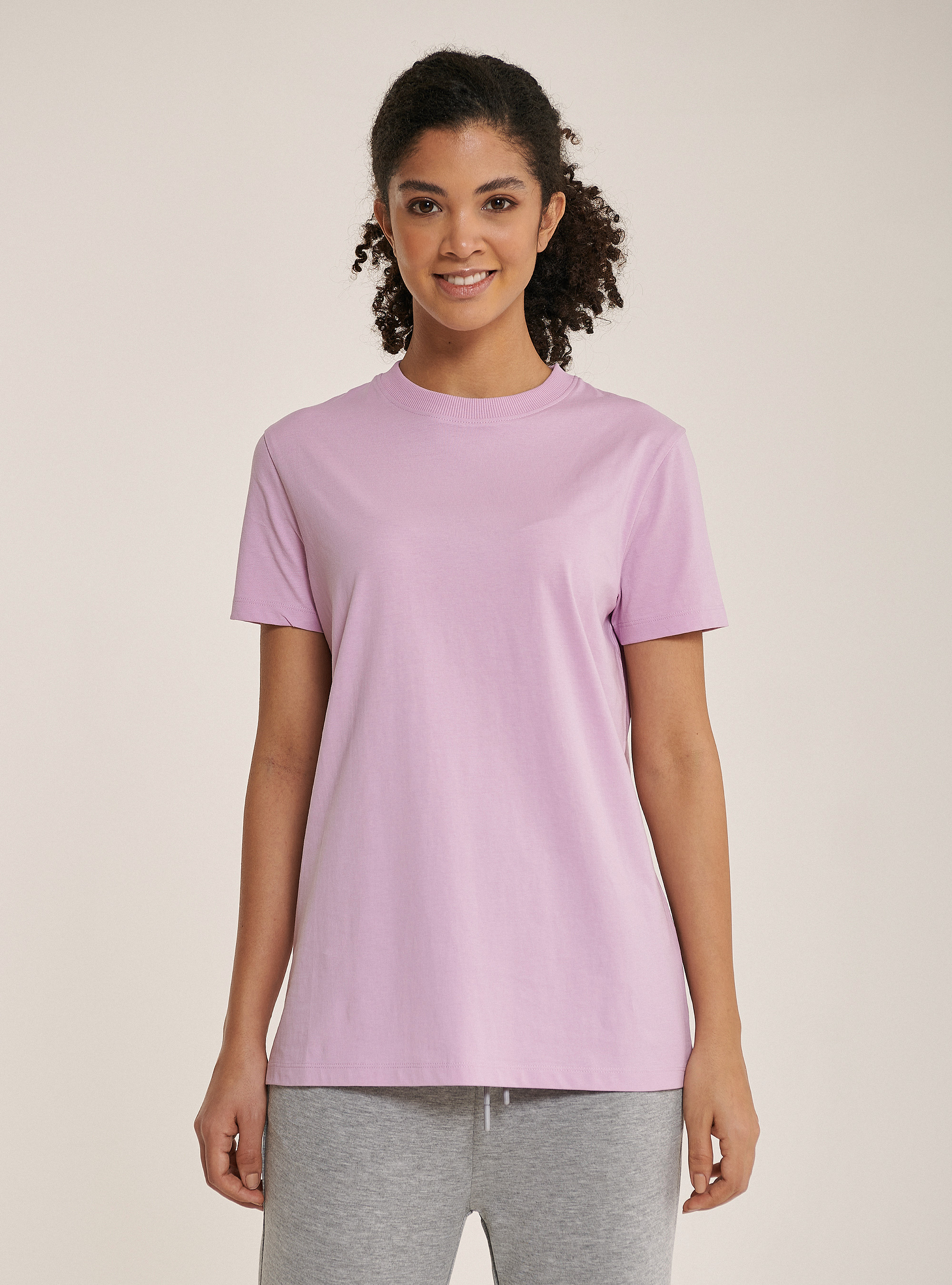 Essential plain combed cotton T-shirt, C3303 LILLAC