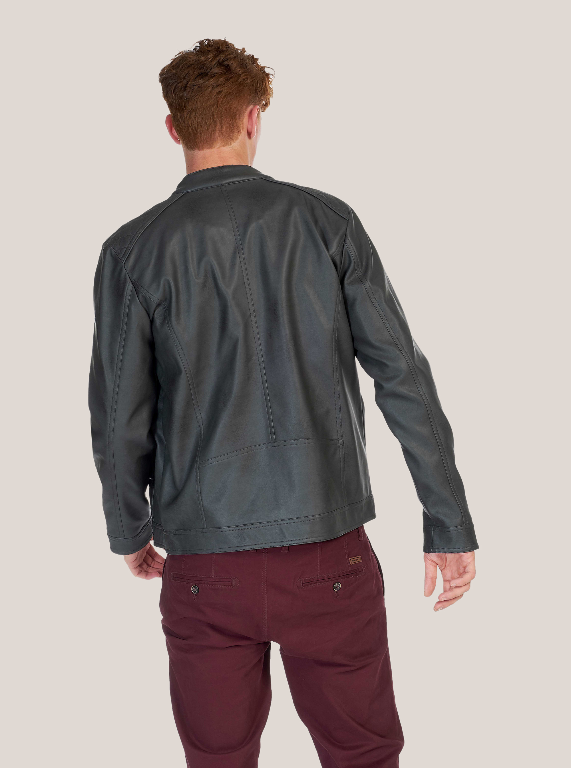 Leather effect zipped jacket, C0116 GREY