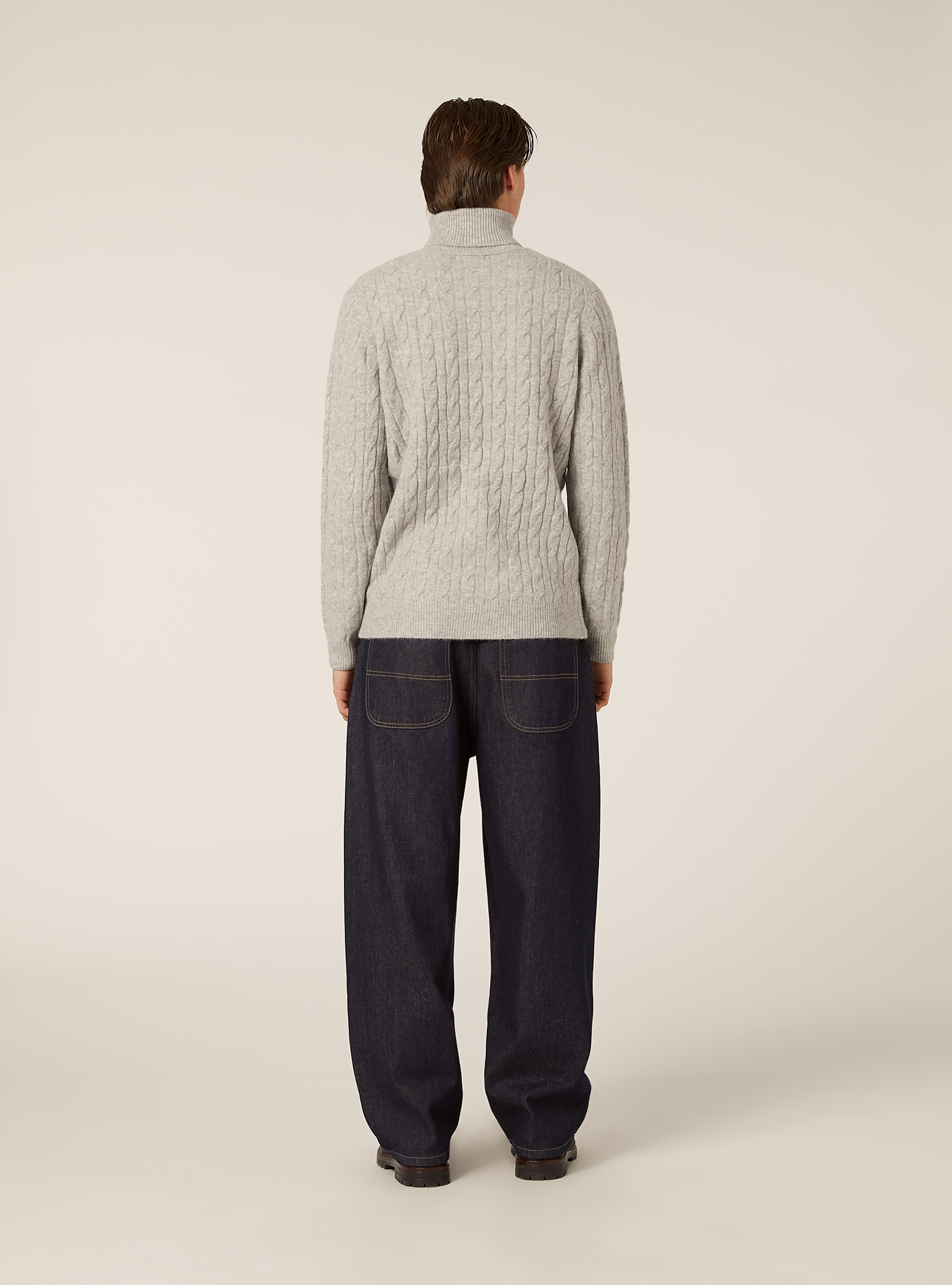 Jersey de cuello alto con trenzas, MGY2 GREY MEL MEDIUM