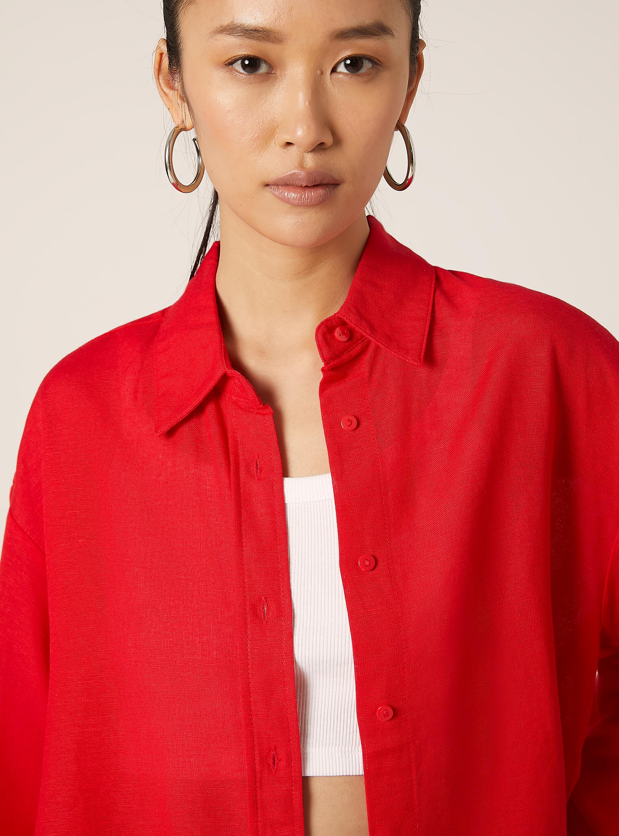 Chemise en lin de coupe confortable, RD2 RED MEDIUM