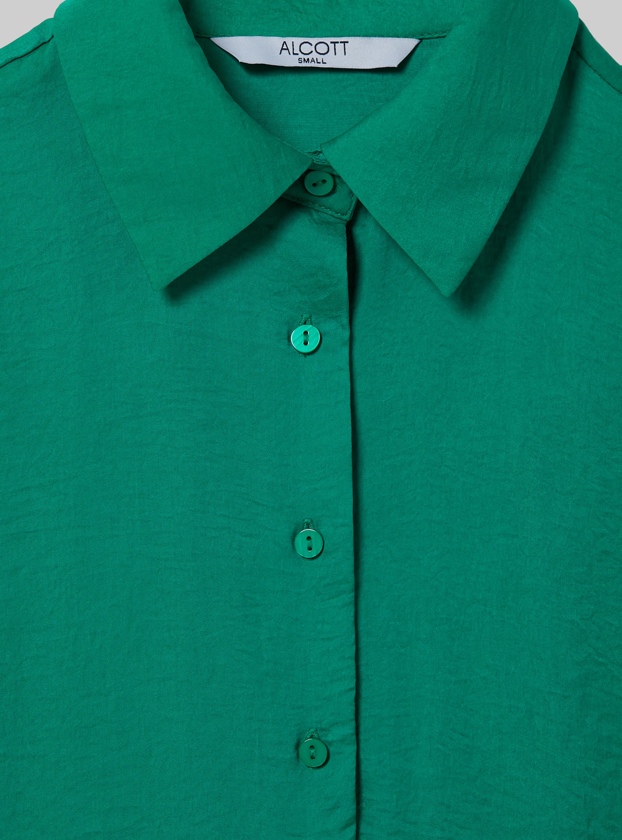 Solid-coloured satin shirt, GN2 GREEN MEDIUM