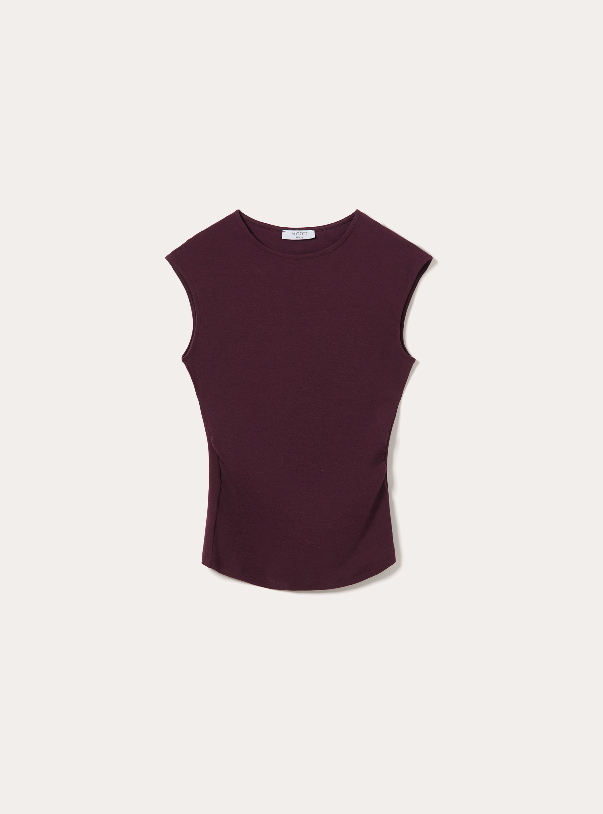 T-shirt basic con arriccio, BO1 BORDEAUX DARK