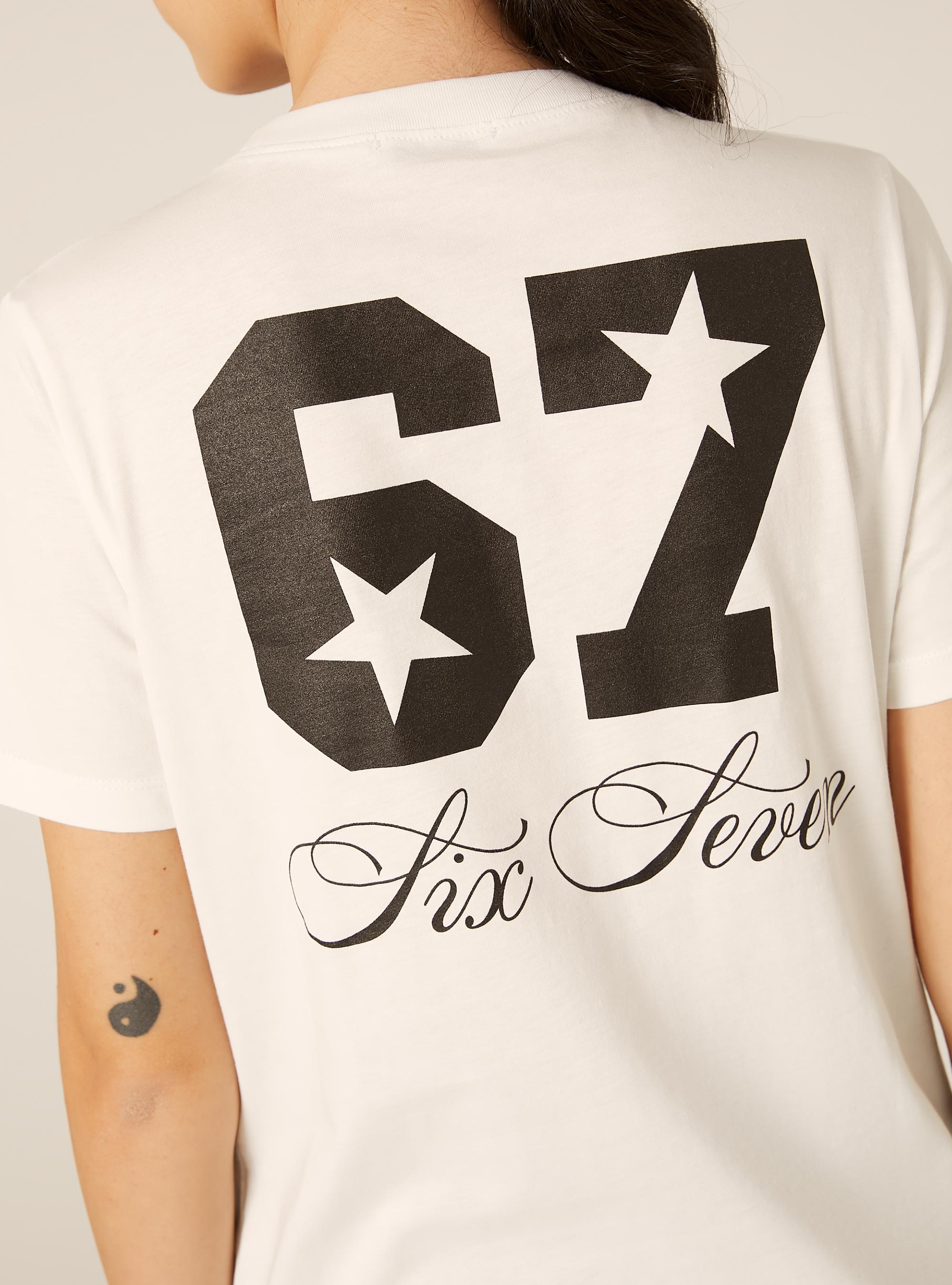 T-shirt regular con stampa numero, WH1 OFF WHITE