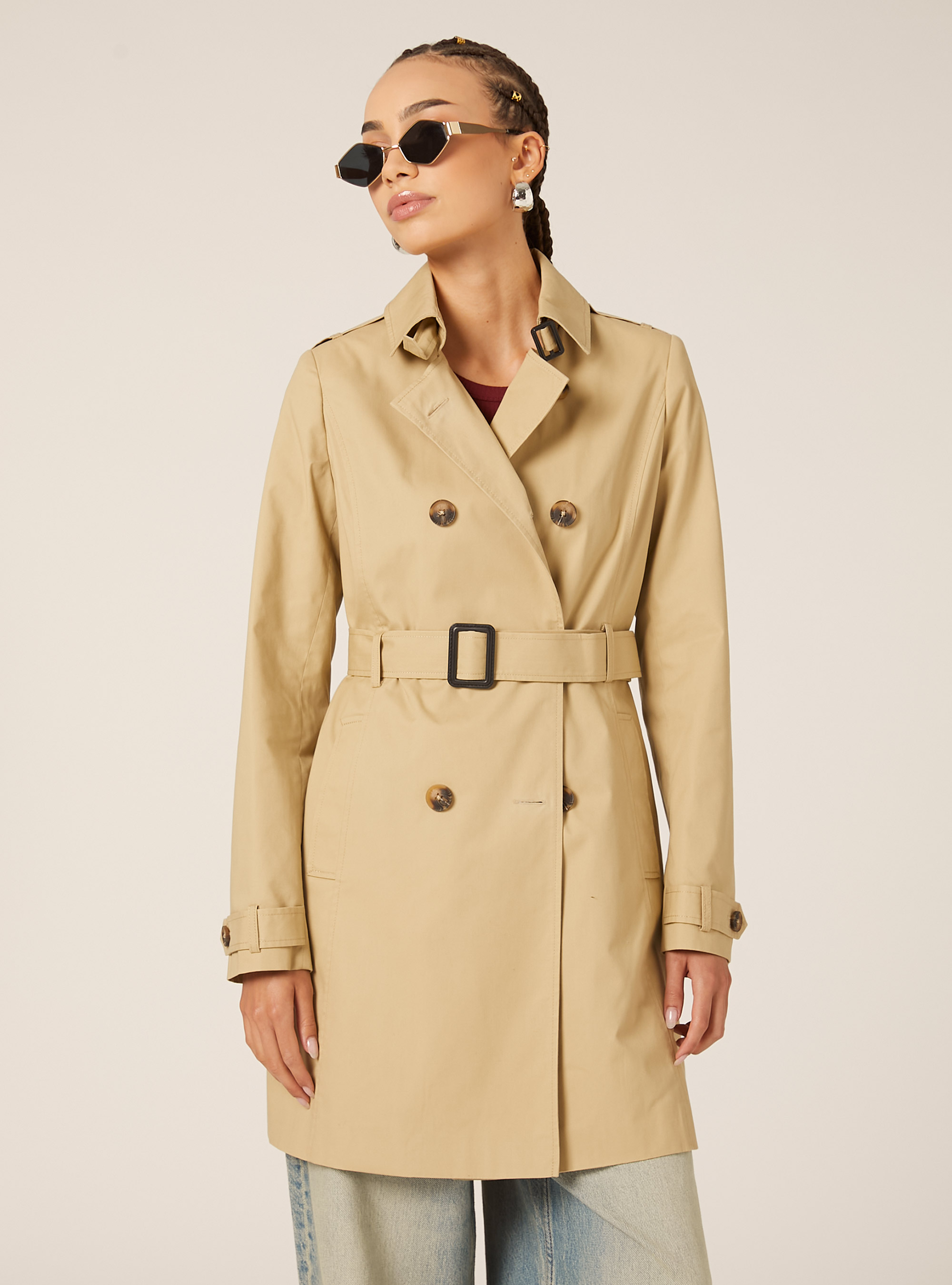 Trench con cintura, BG1 BEIGE DARK