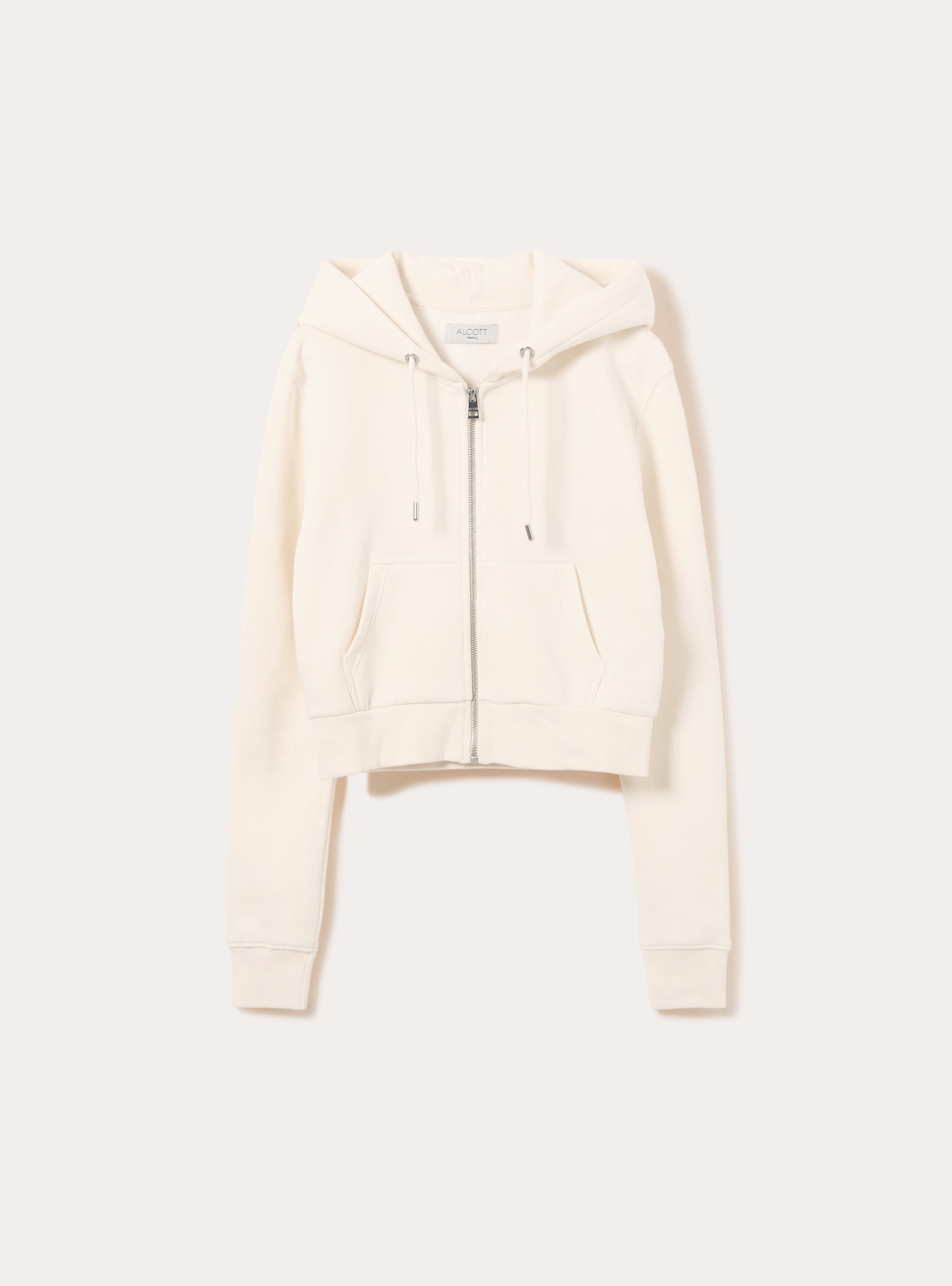 Sweat à capuche zippé court, CR3 CREAM LIGHT