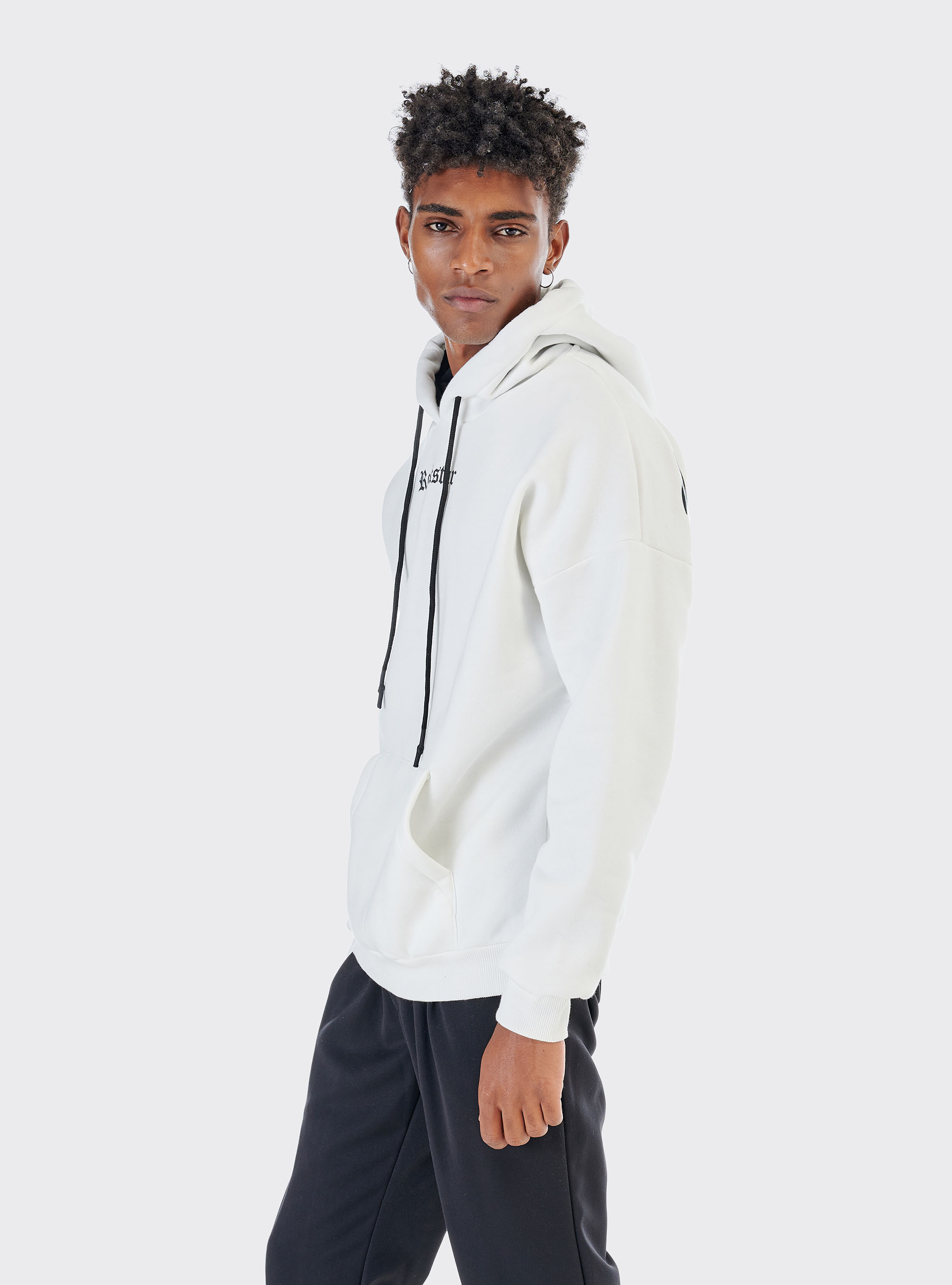 Sweat oversize à capuche et imprimé Rockstar, C099 WHITE