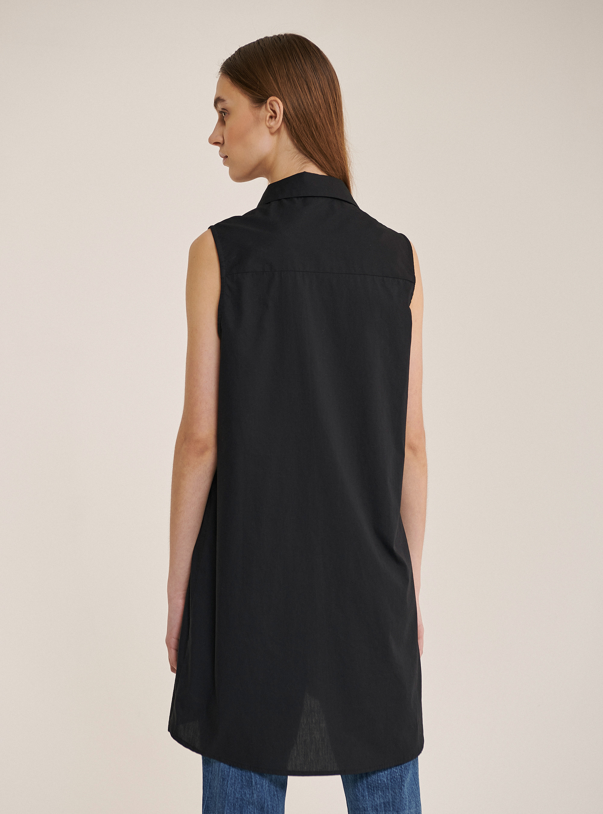 Chemise oversize sans manches, C101 BLACK