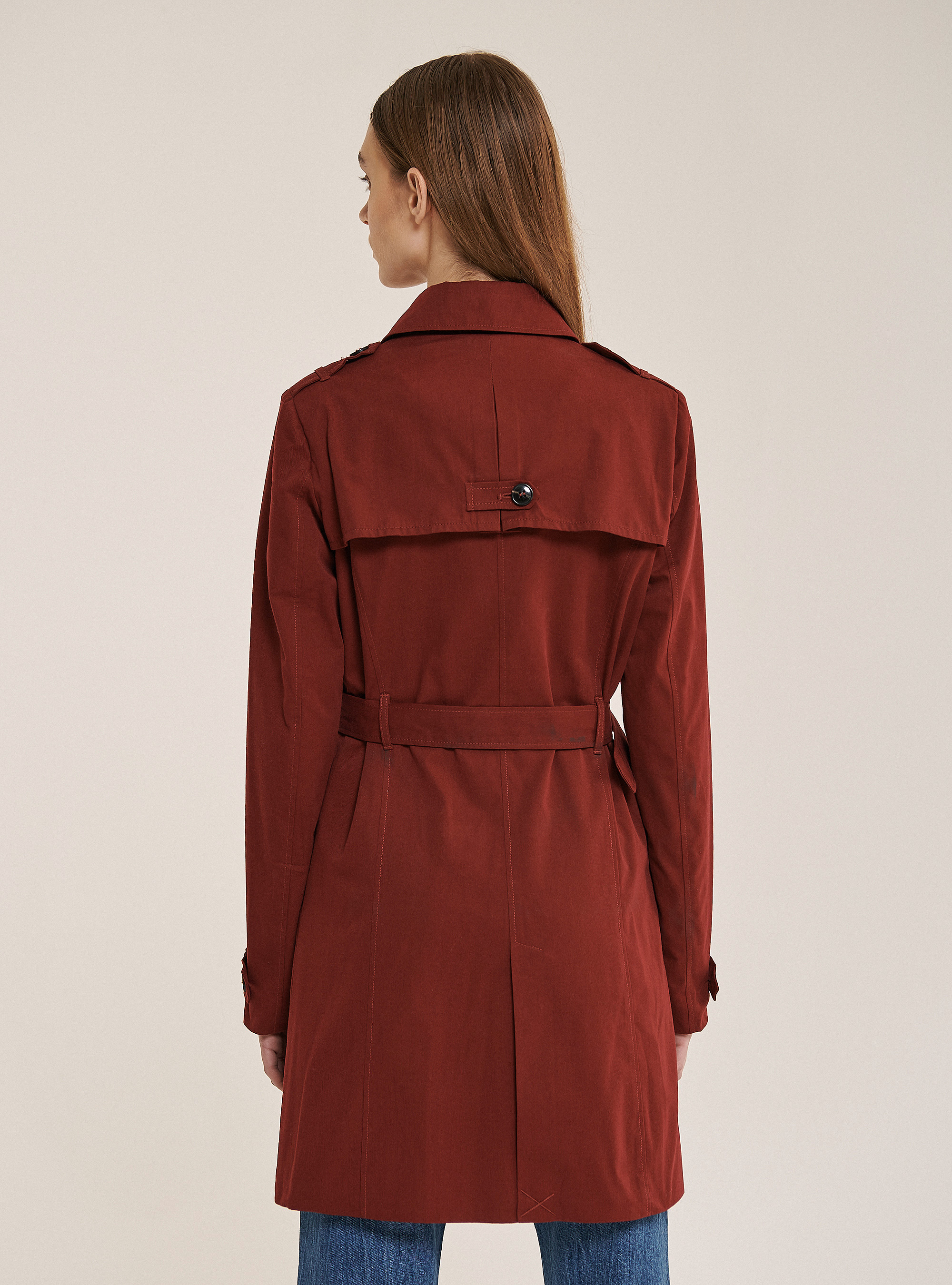 Trench coat with belt, BORDEAUX