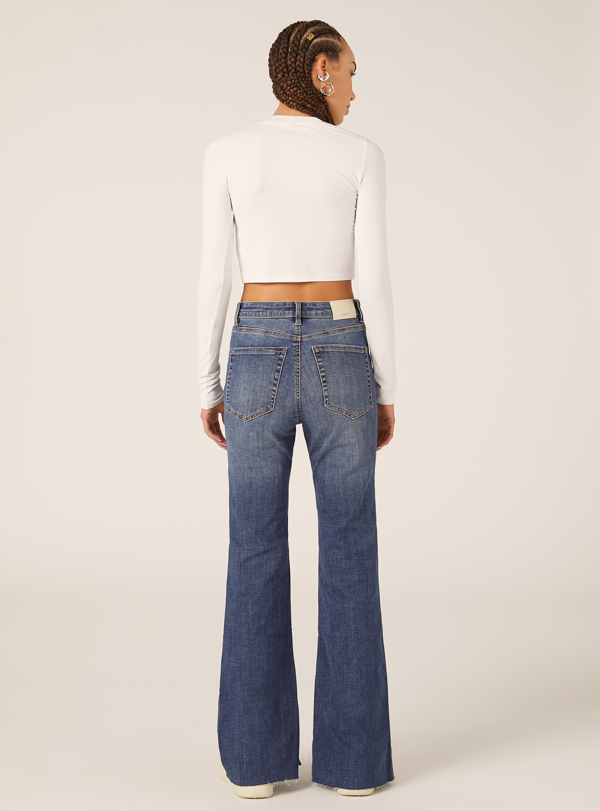 High-waisted flare jeans, D003 MEDIUM BLUE