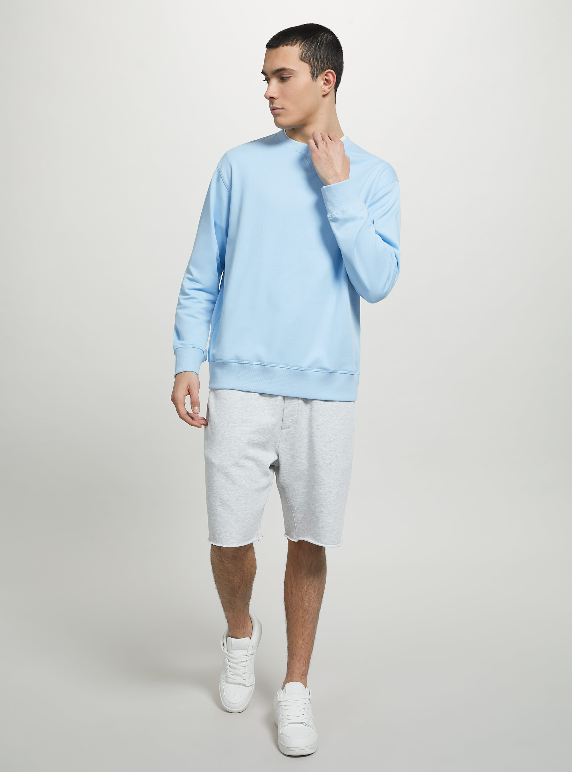 Plain-coloured crew-neck sweatshirt, AZ2 AZZURRE MEDIUM